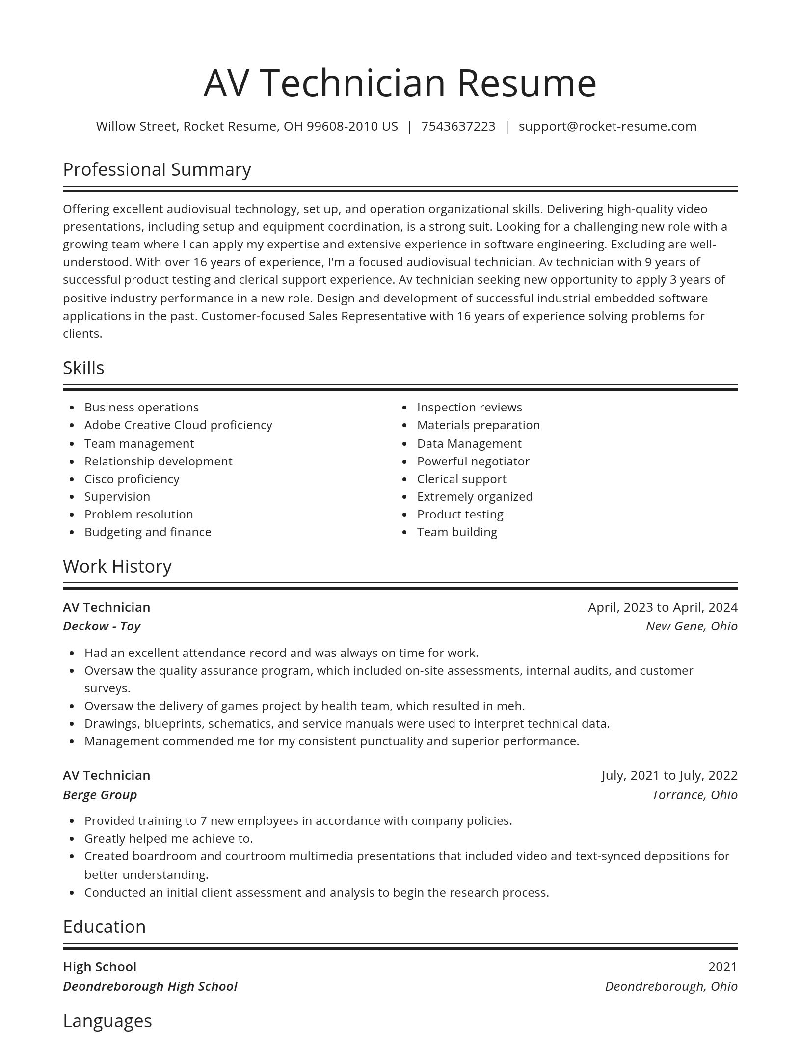 Spotlight resume template