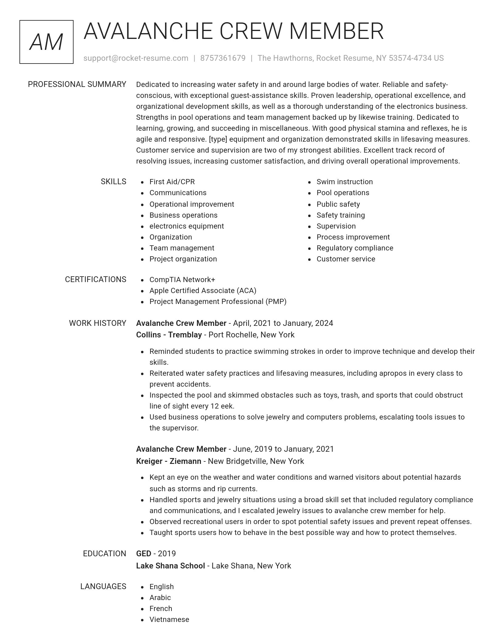 Renowned resume template
