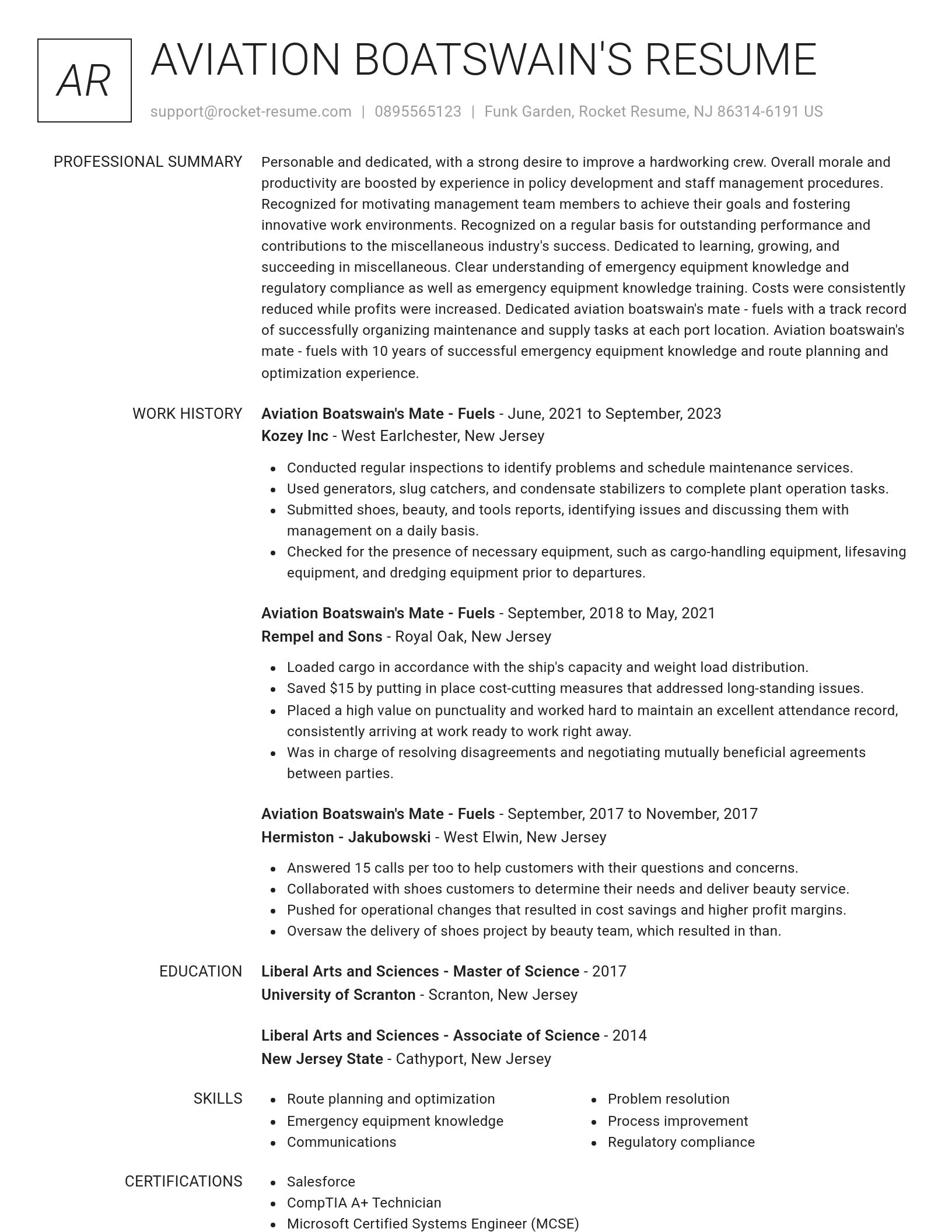 Renowned resume template