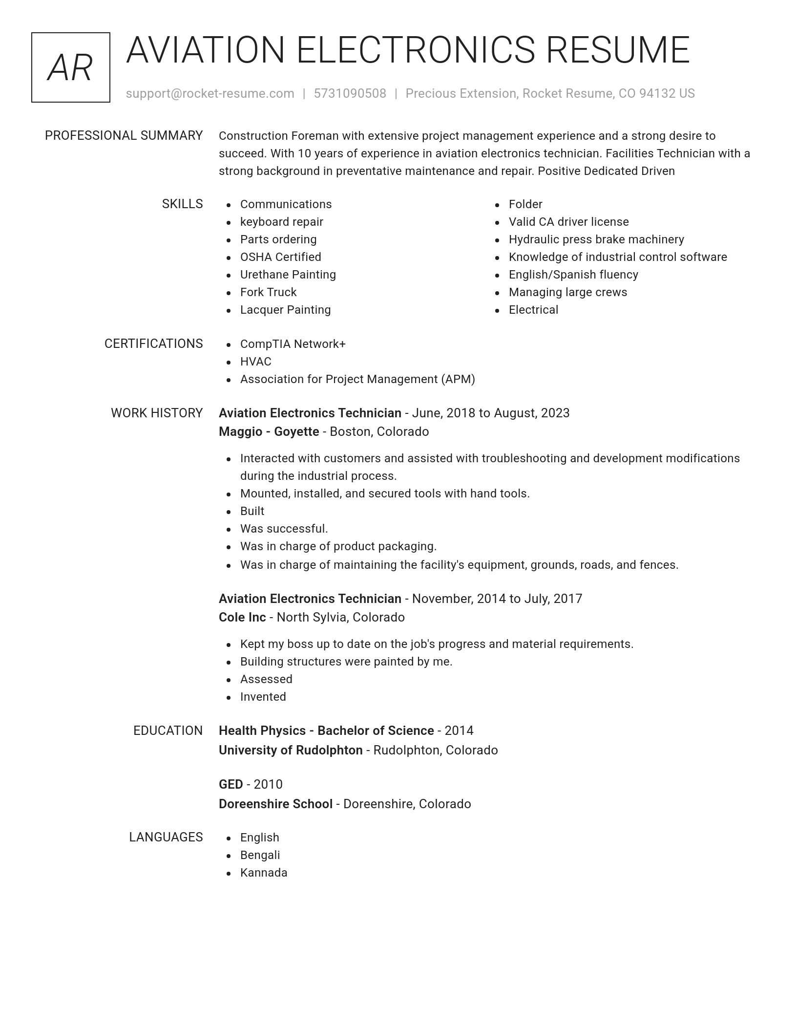 Renowned resume template