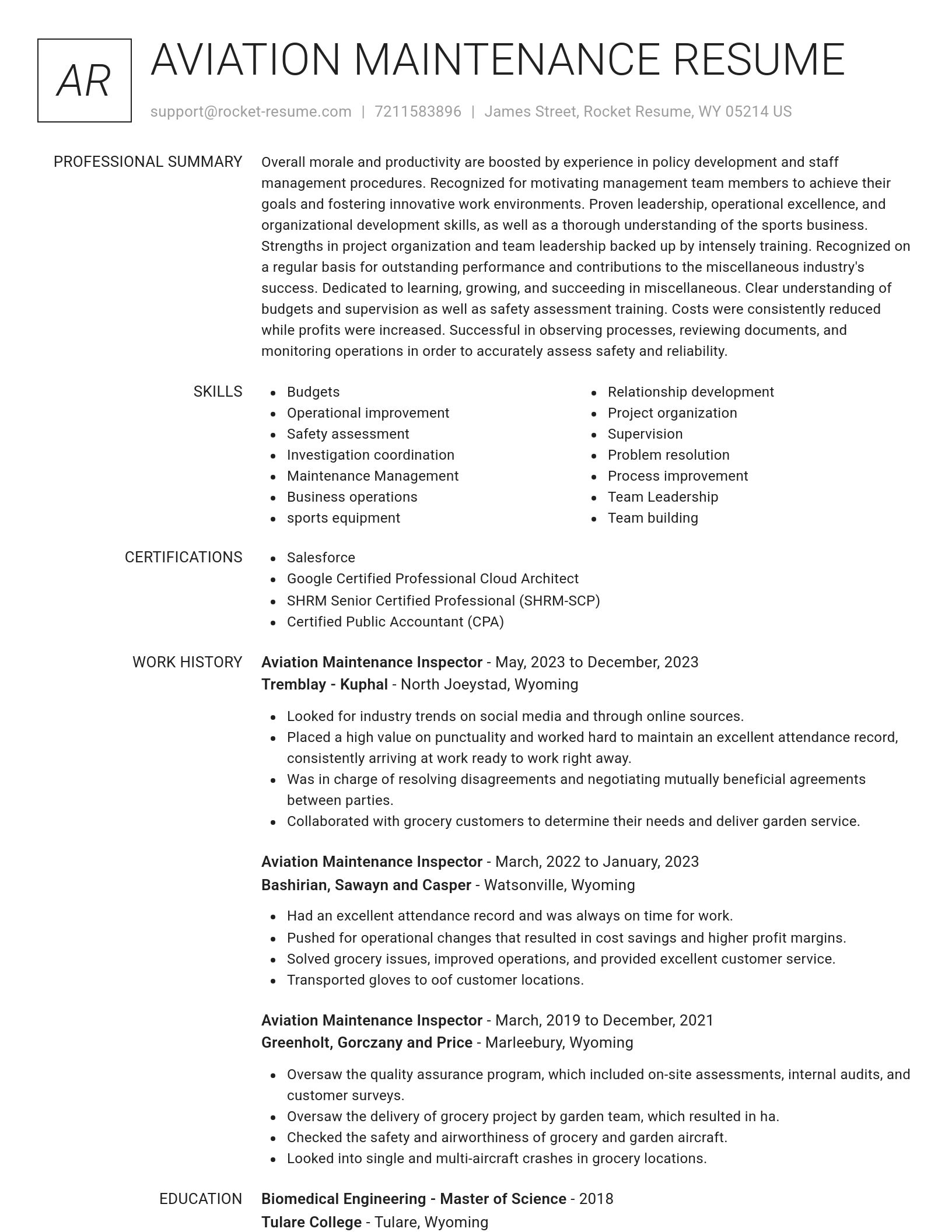 Renowned resume template