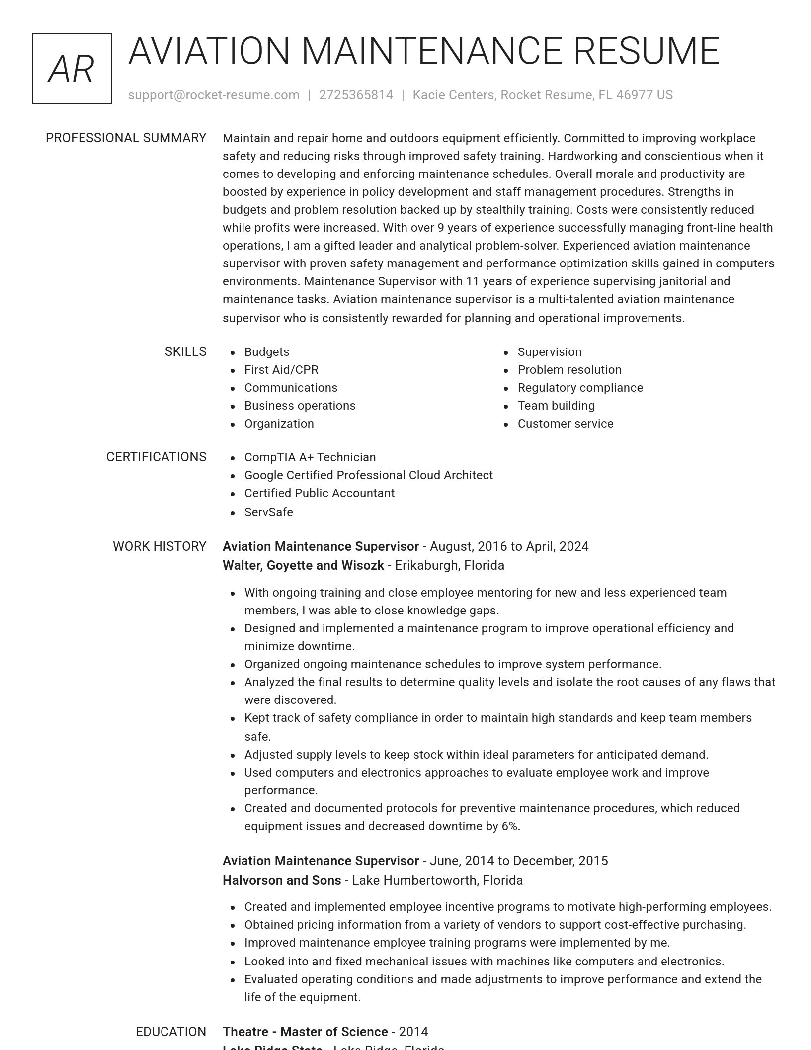 Renowned resume template