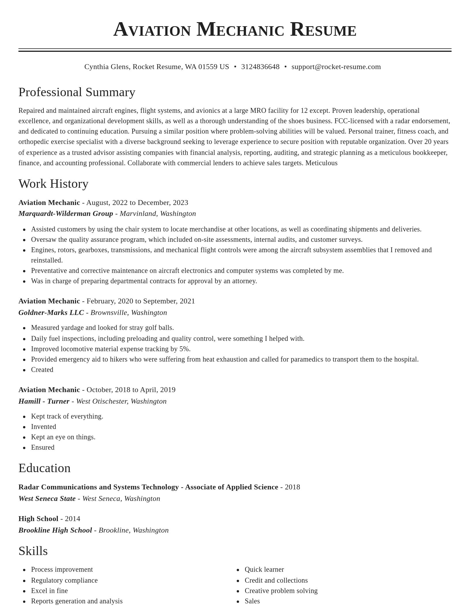 Classic resume template