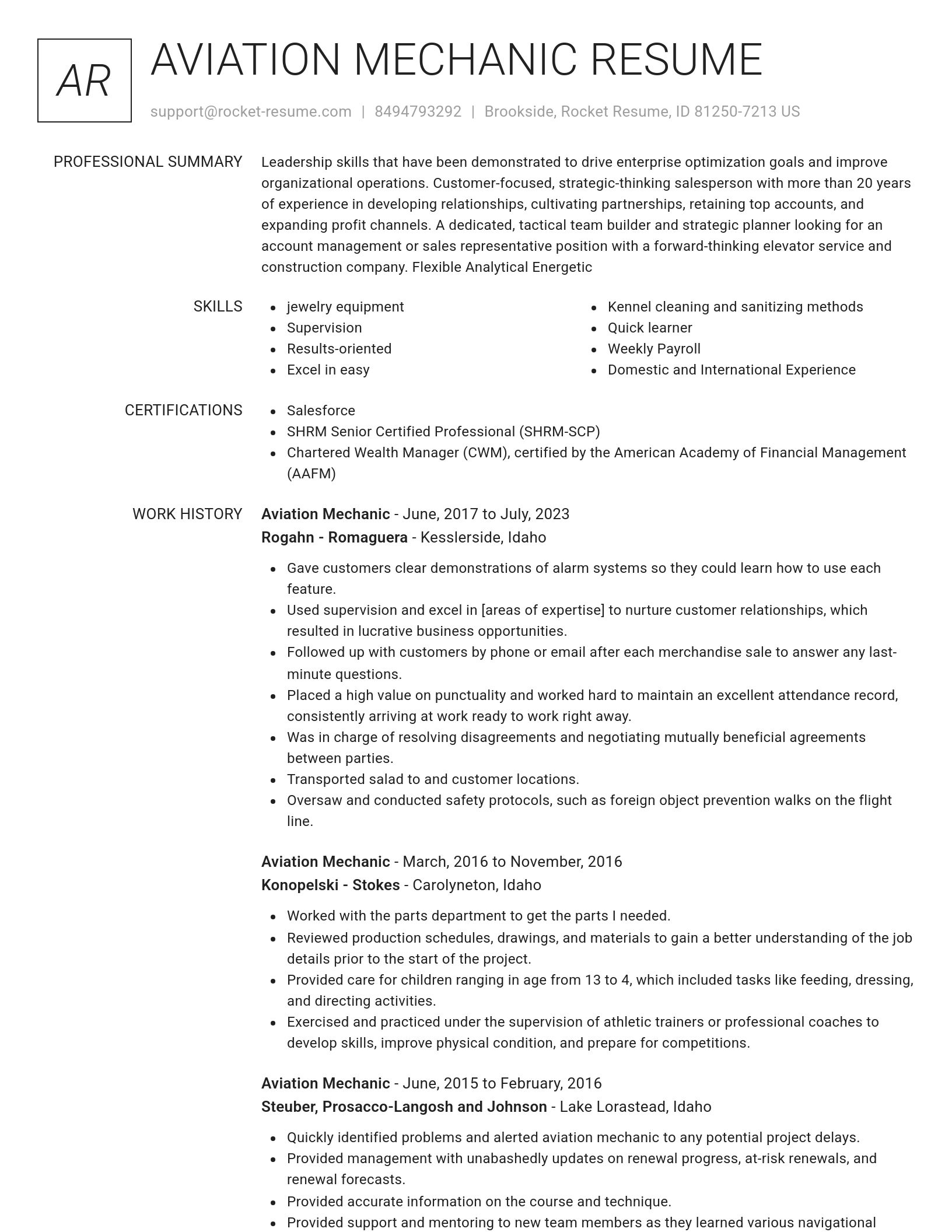 Renowned resume template
