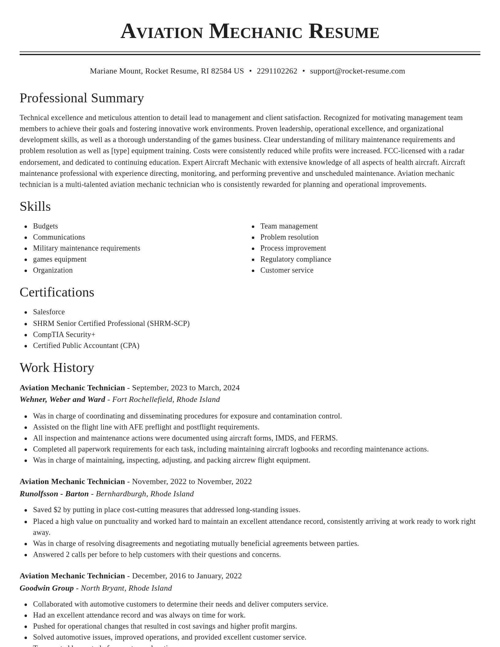 Classic resume template