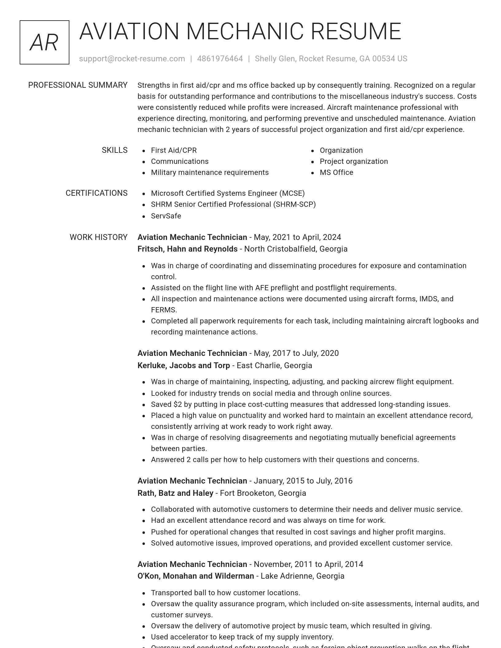 Renowned resume template