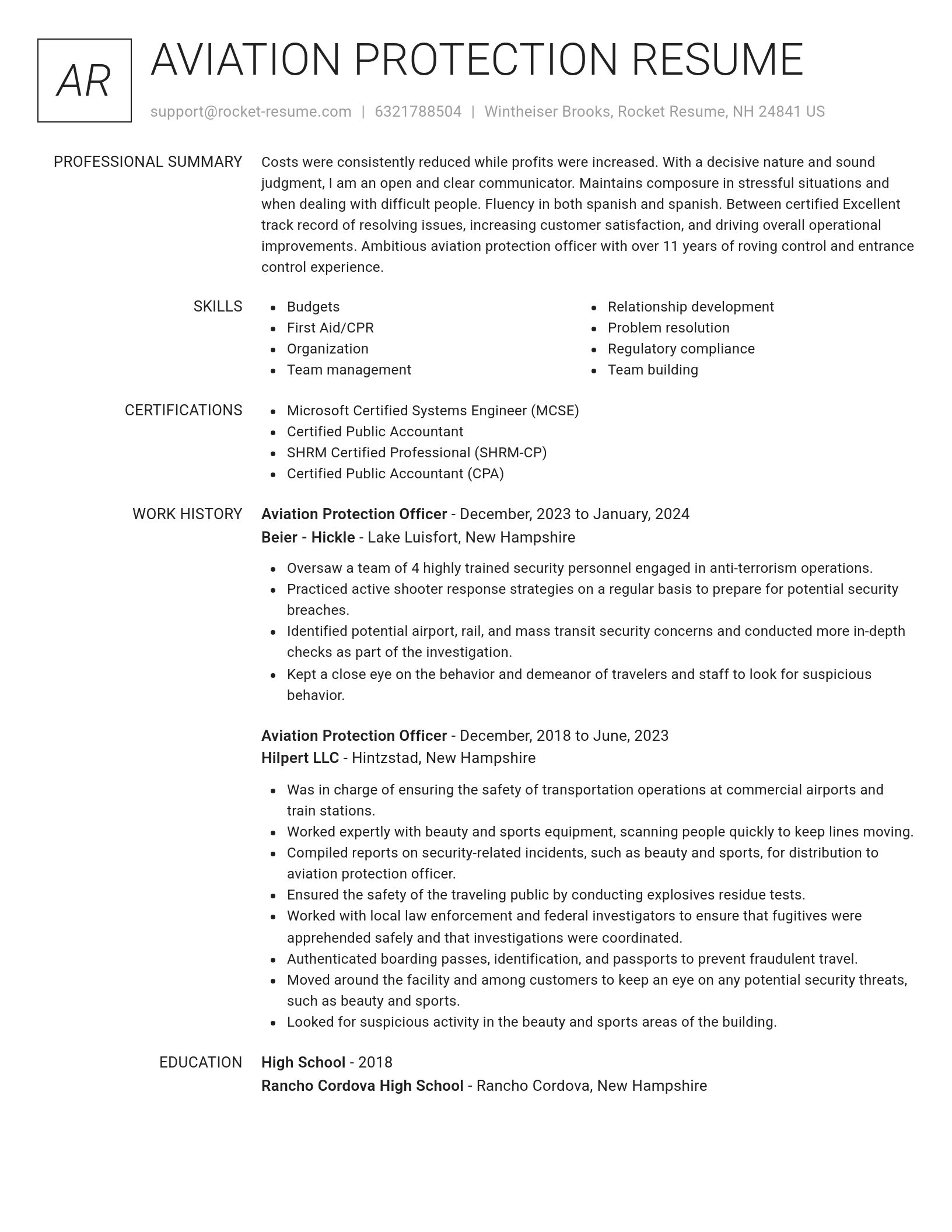 Renowned resume template