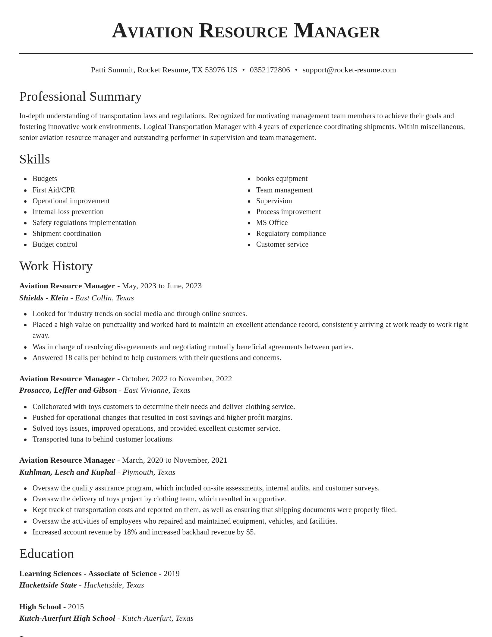 Classic resume template