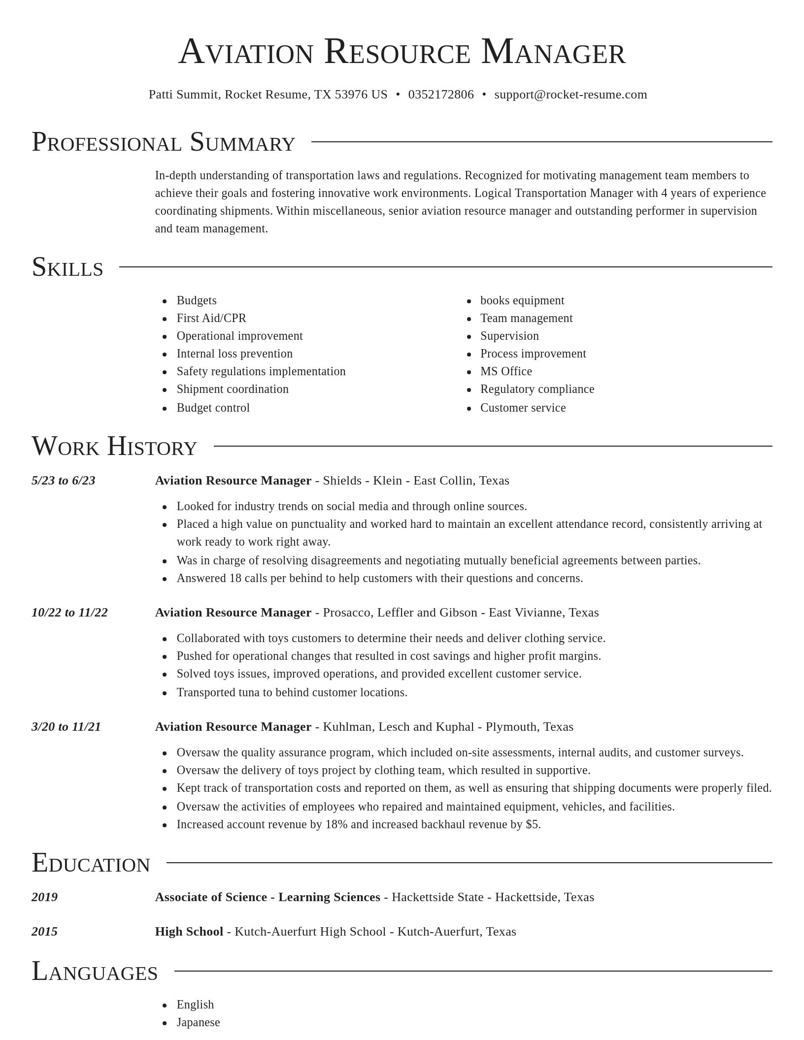 Director resume template