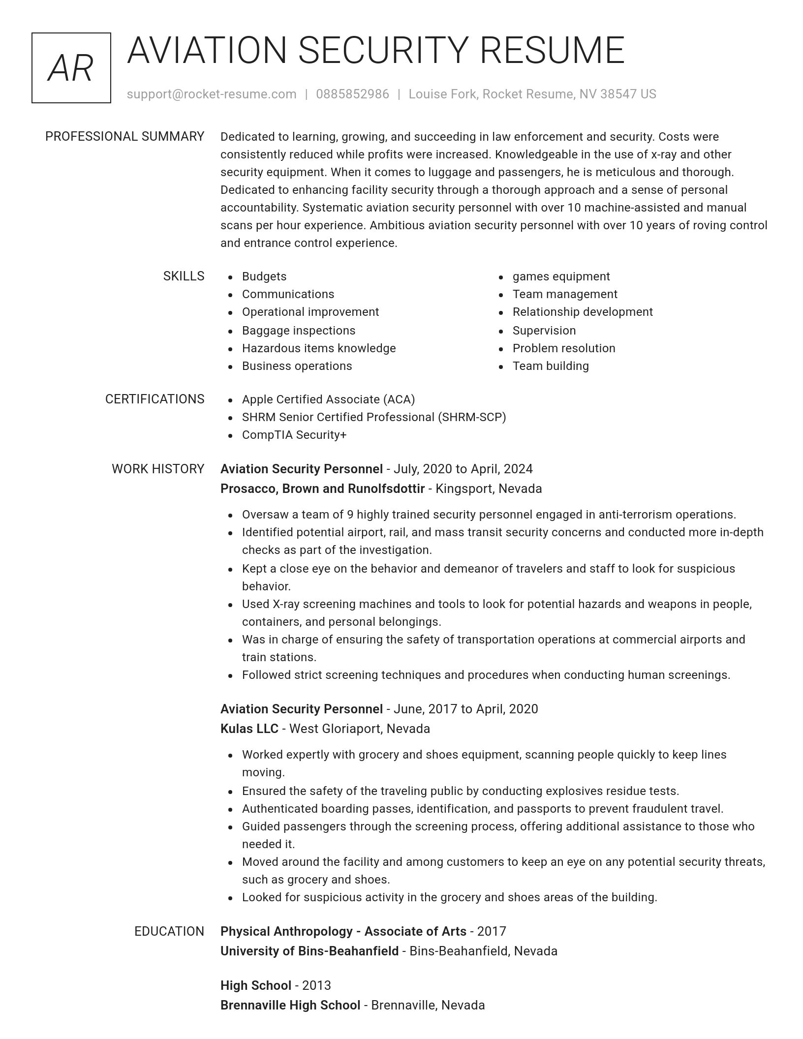 Renowned resume template