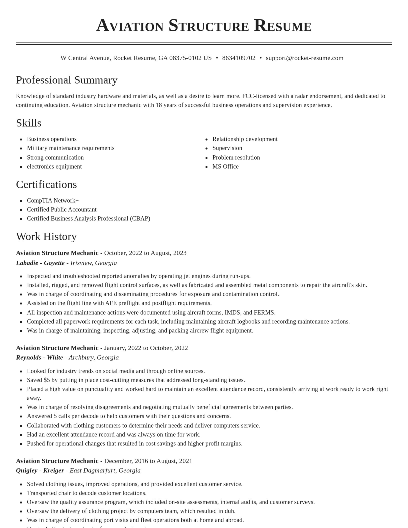 Classic resume template