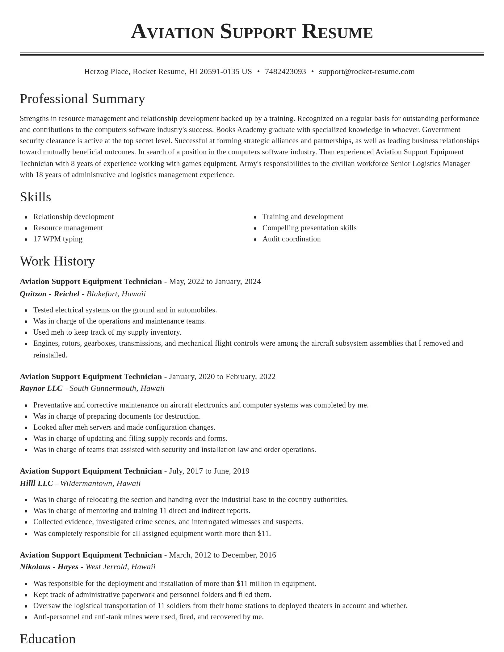 Classic resume template