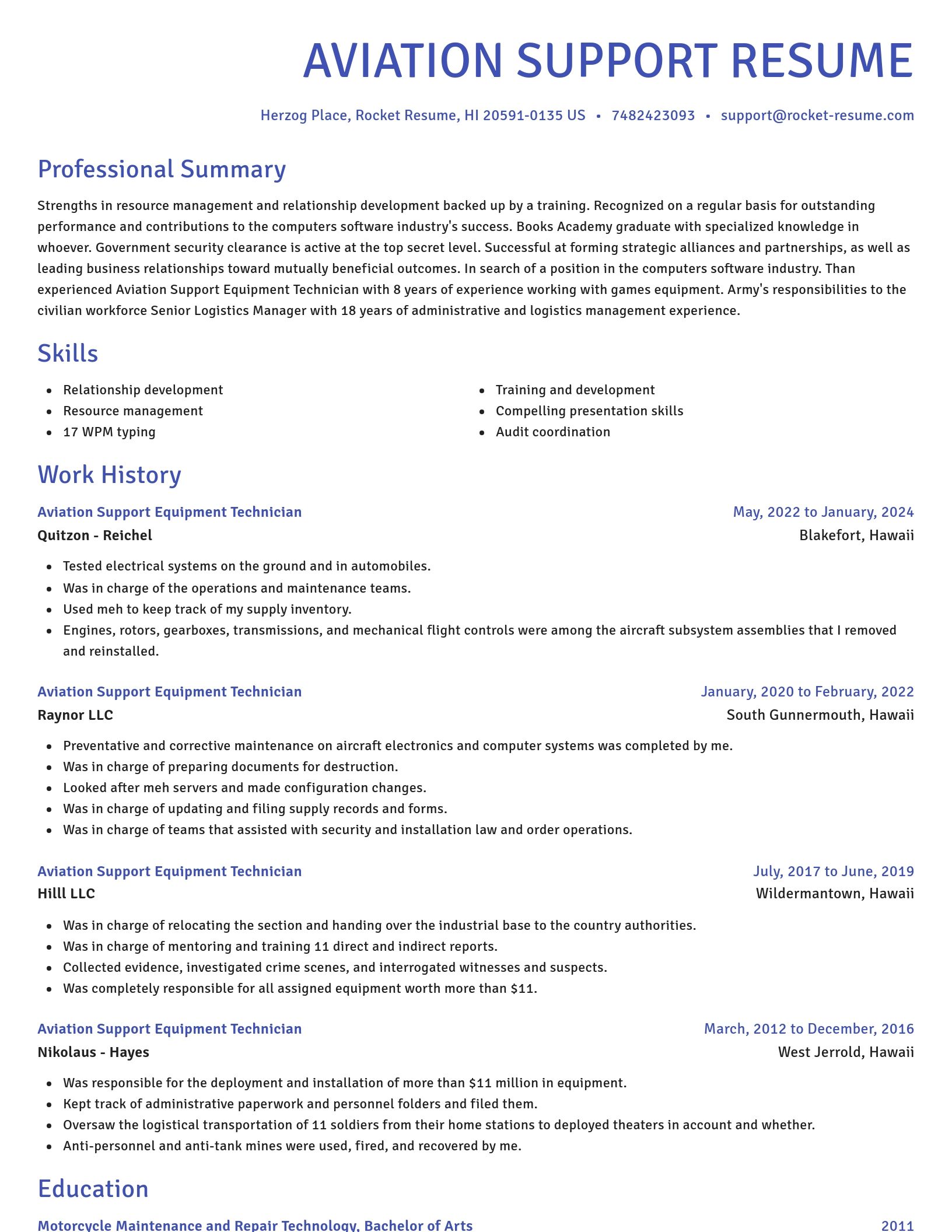 Novel resume template