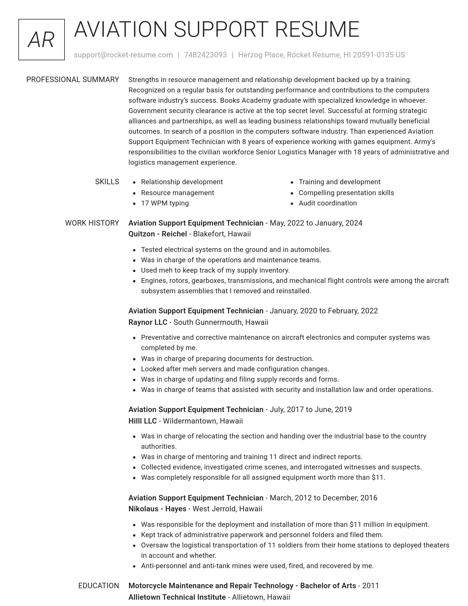 Renowned resume template