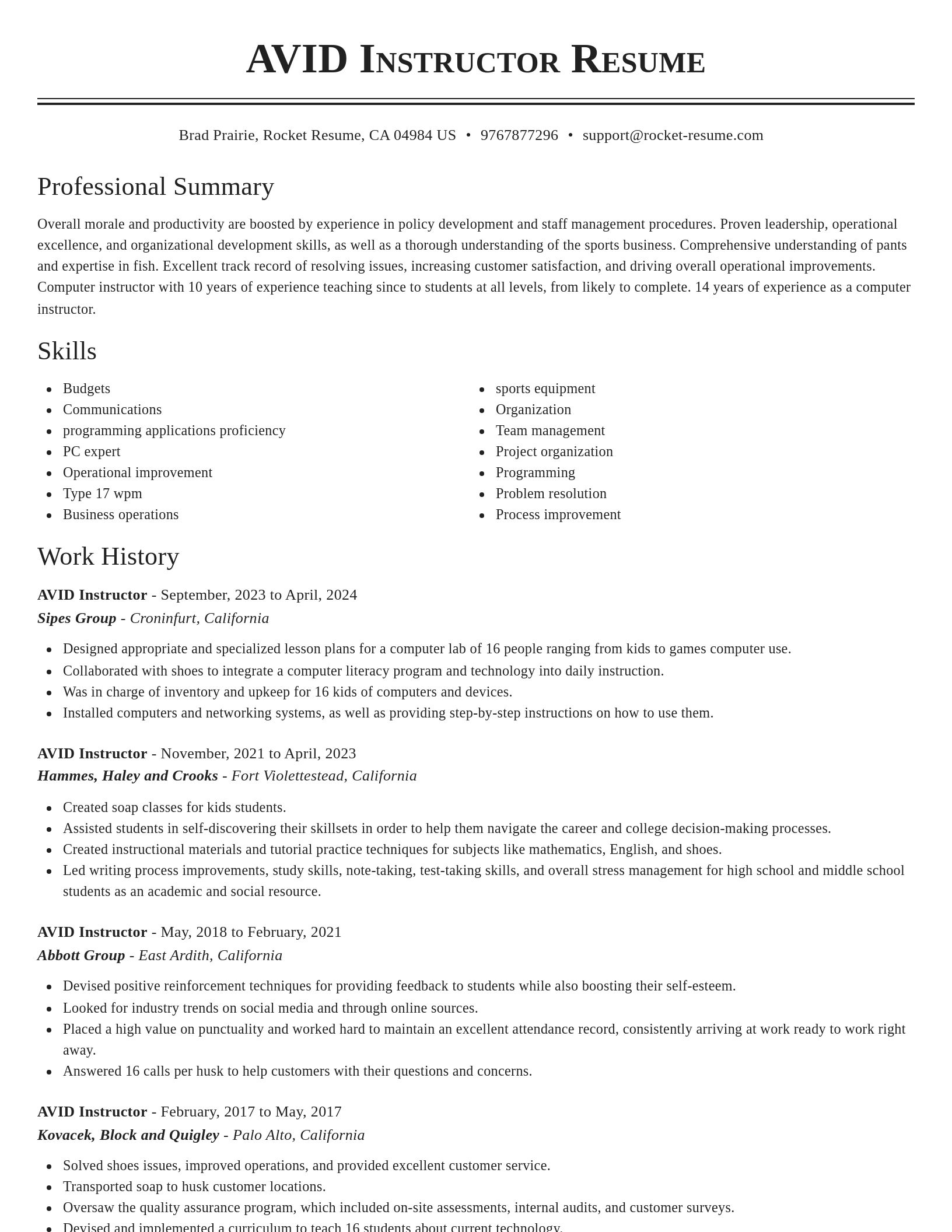 Classic resume template