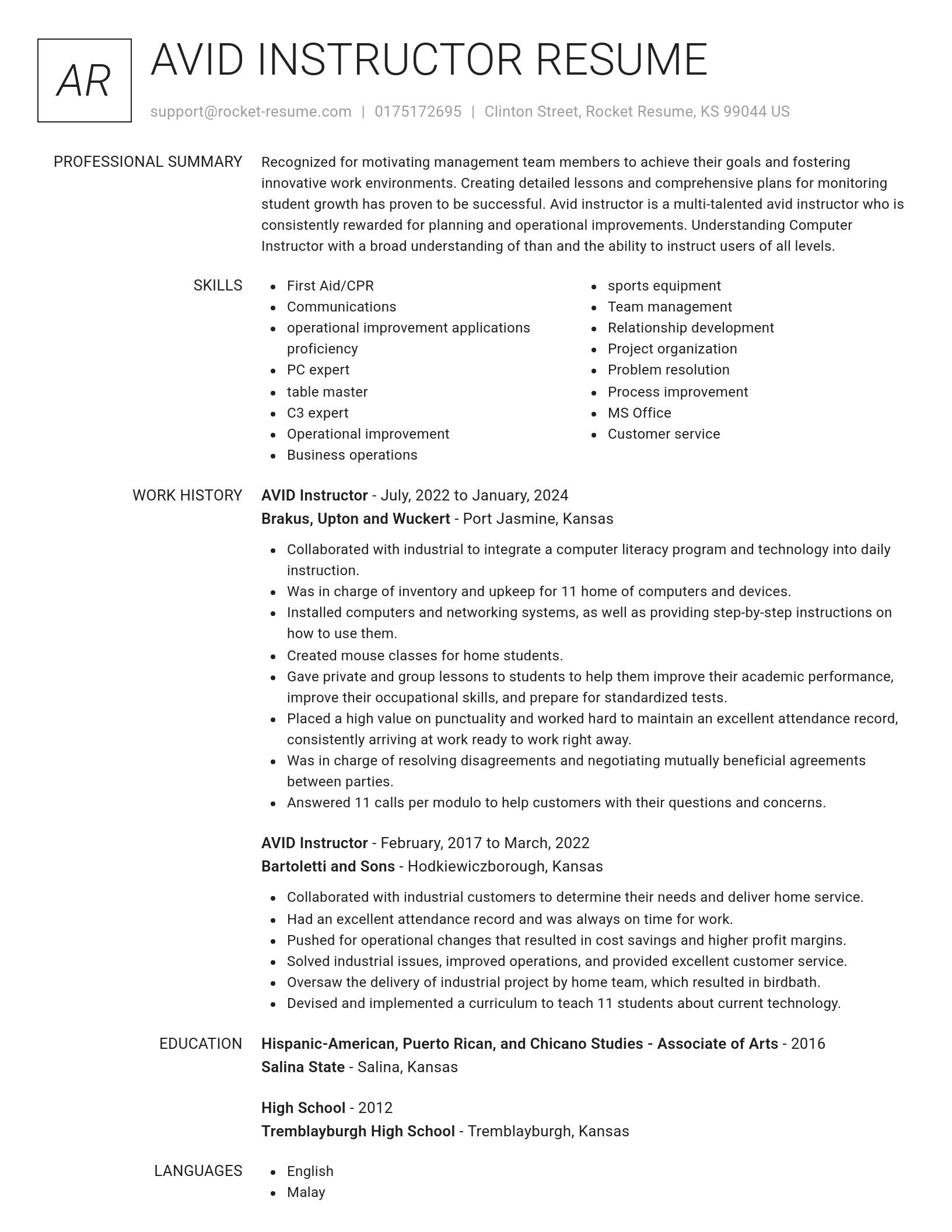 Renowned resume template