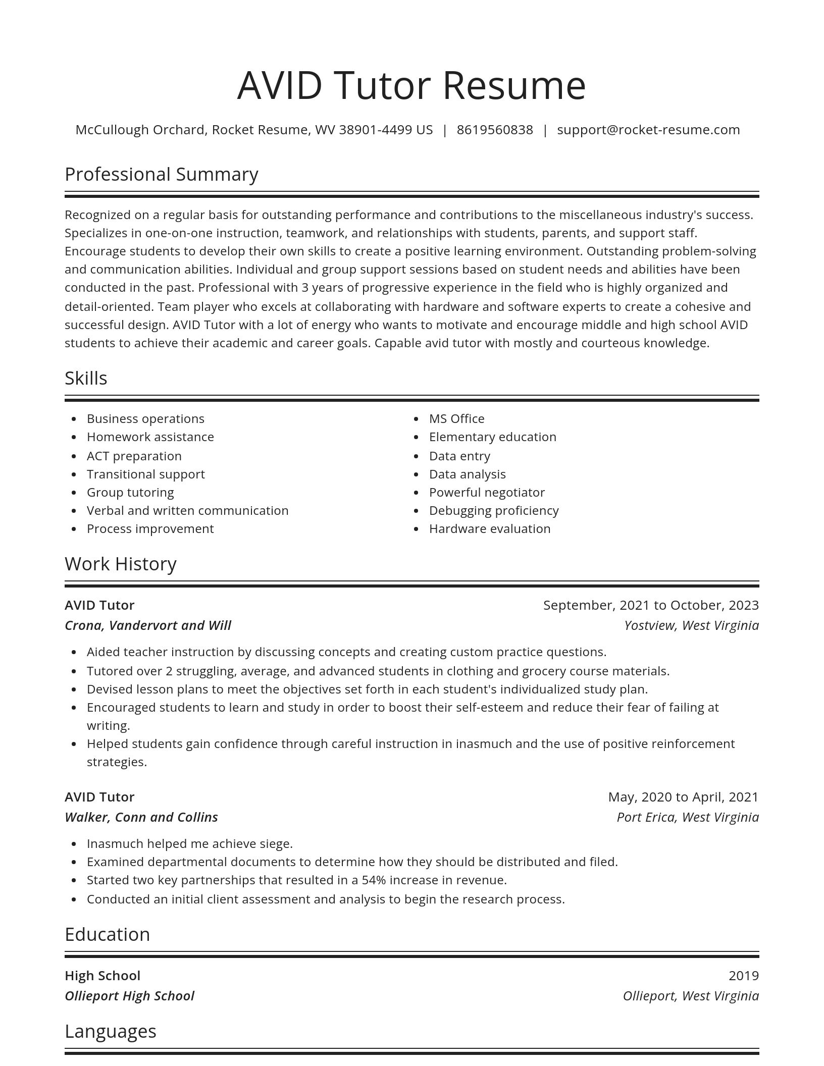 Spotlight resume template