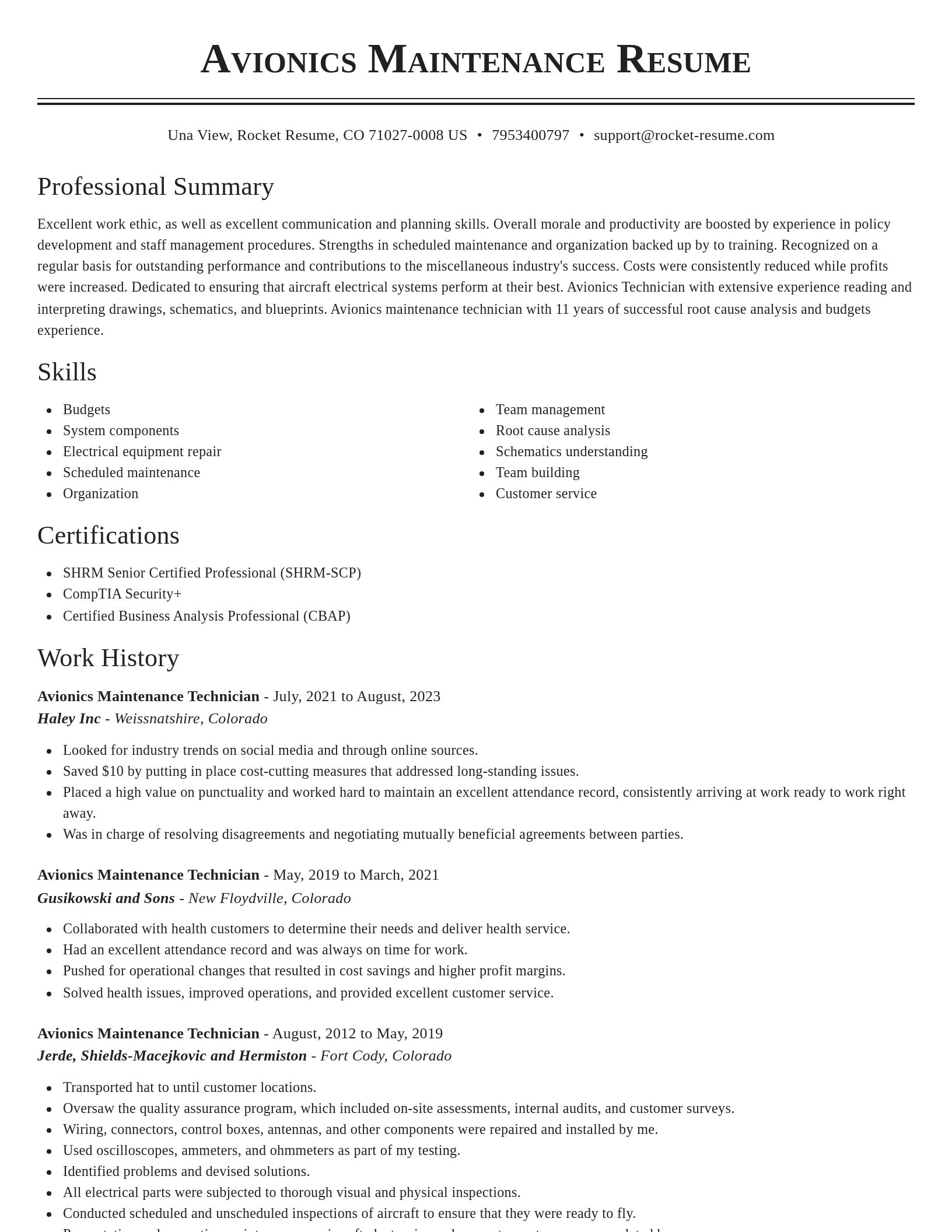 Classic resume template