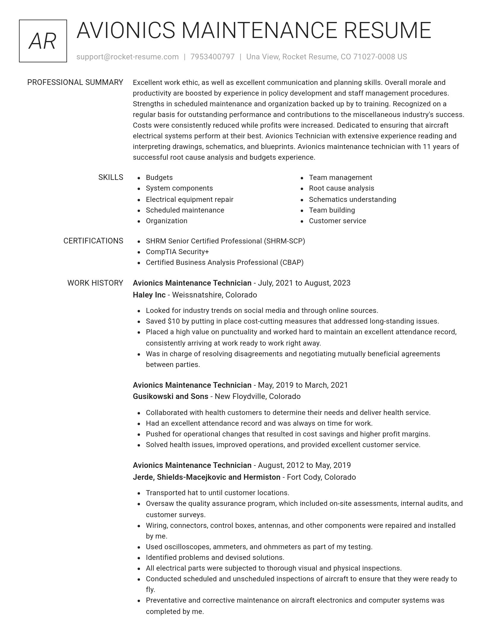 Renowned resume template
