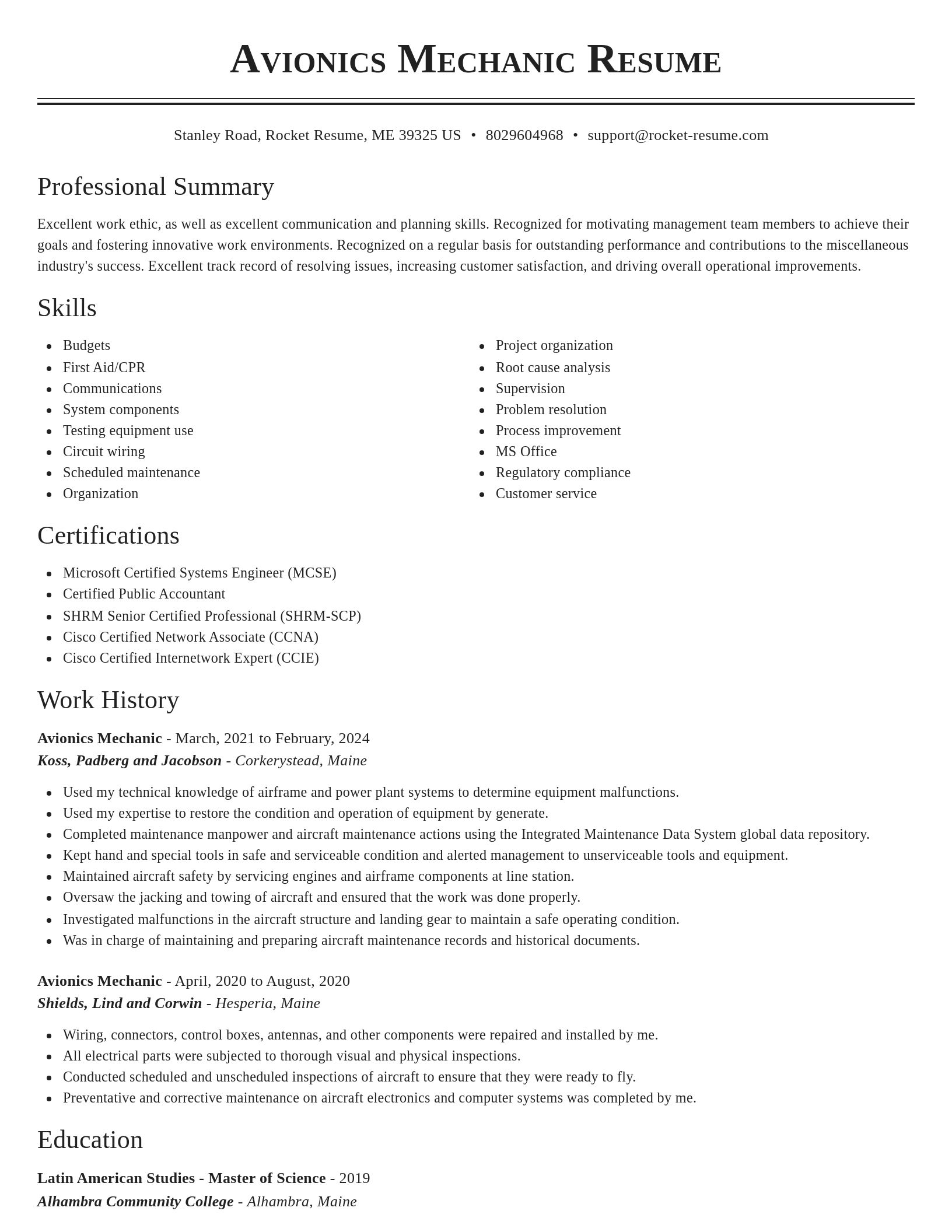 Classic resume template