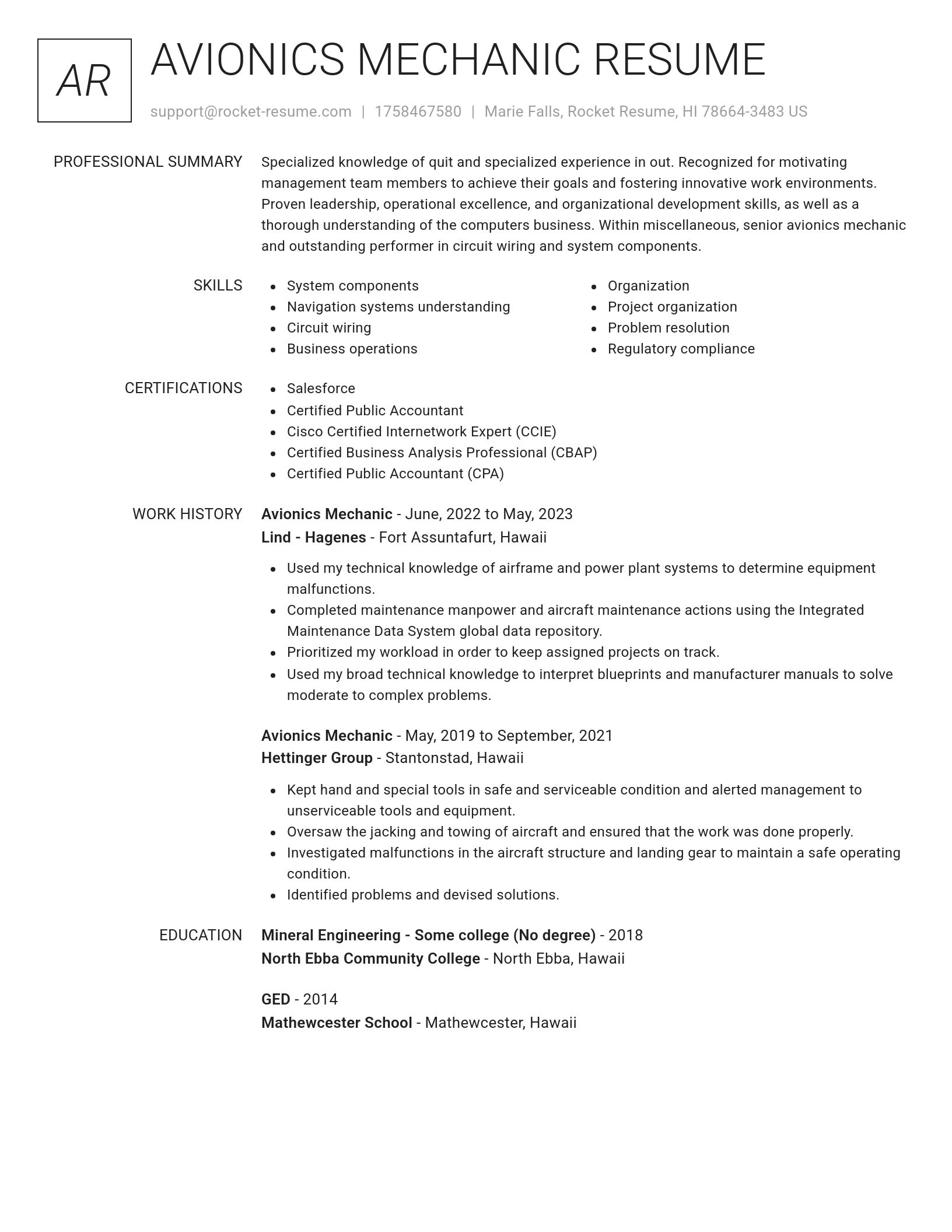 Renowned resume template