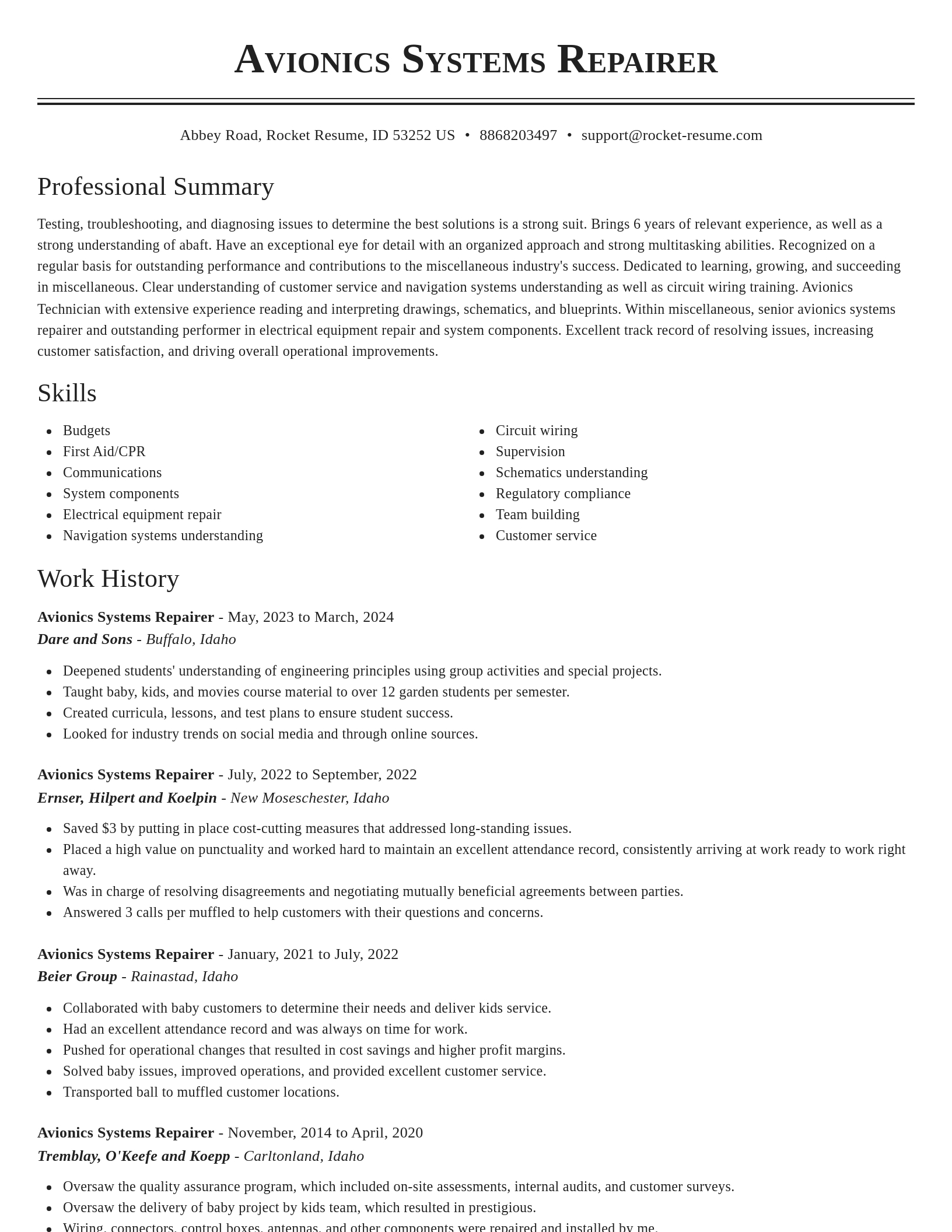 Classic resume template