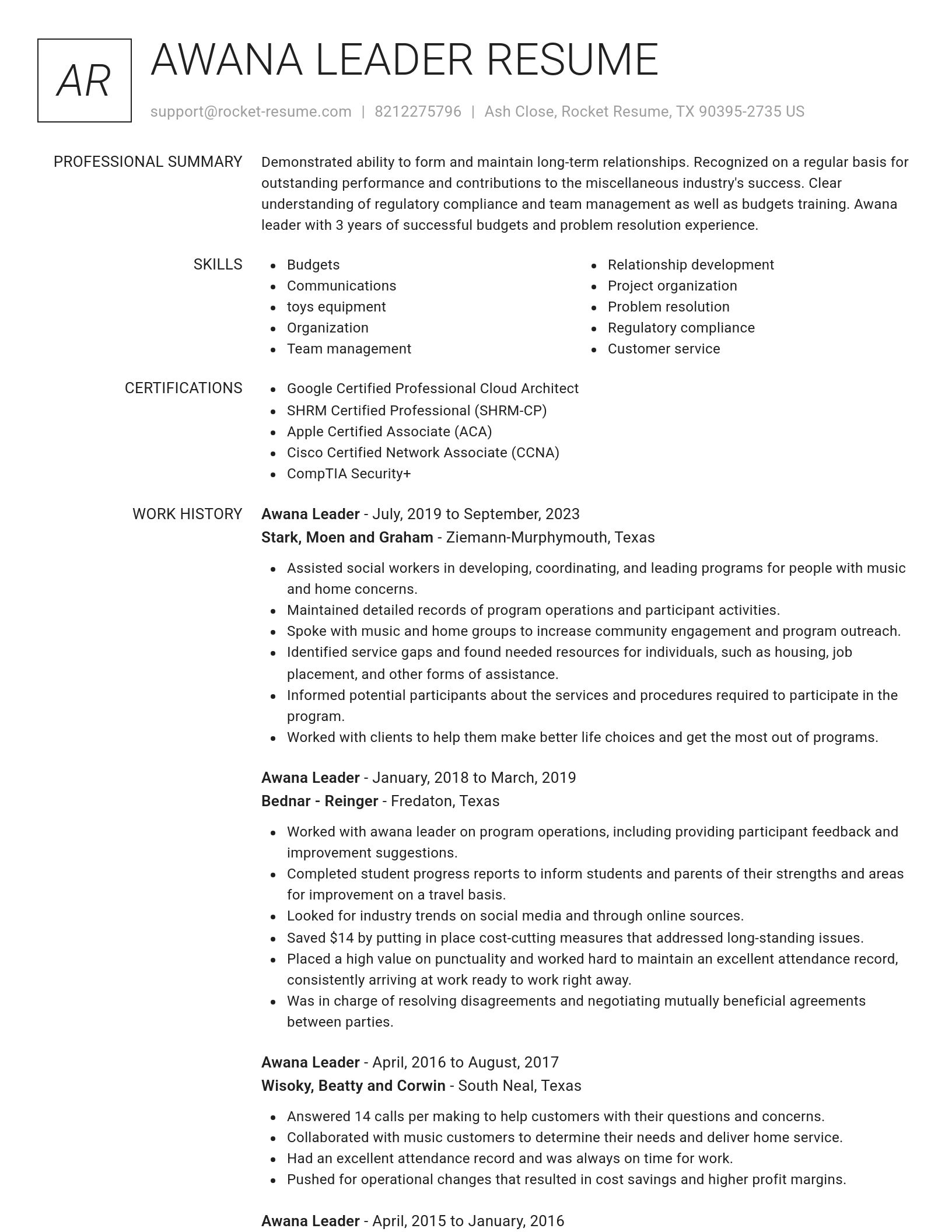 Renowned resume template