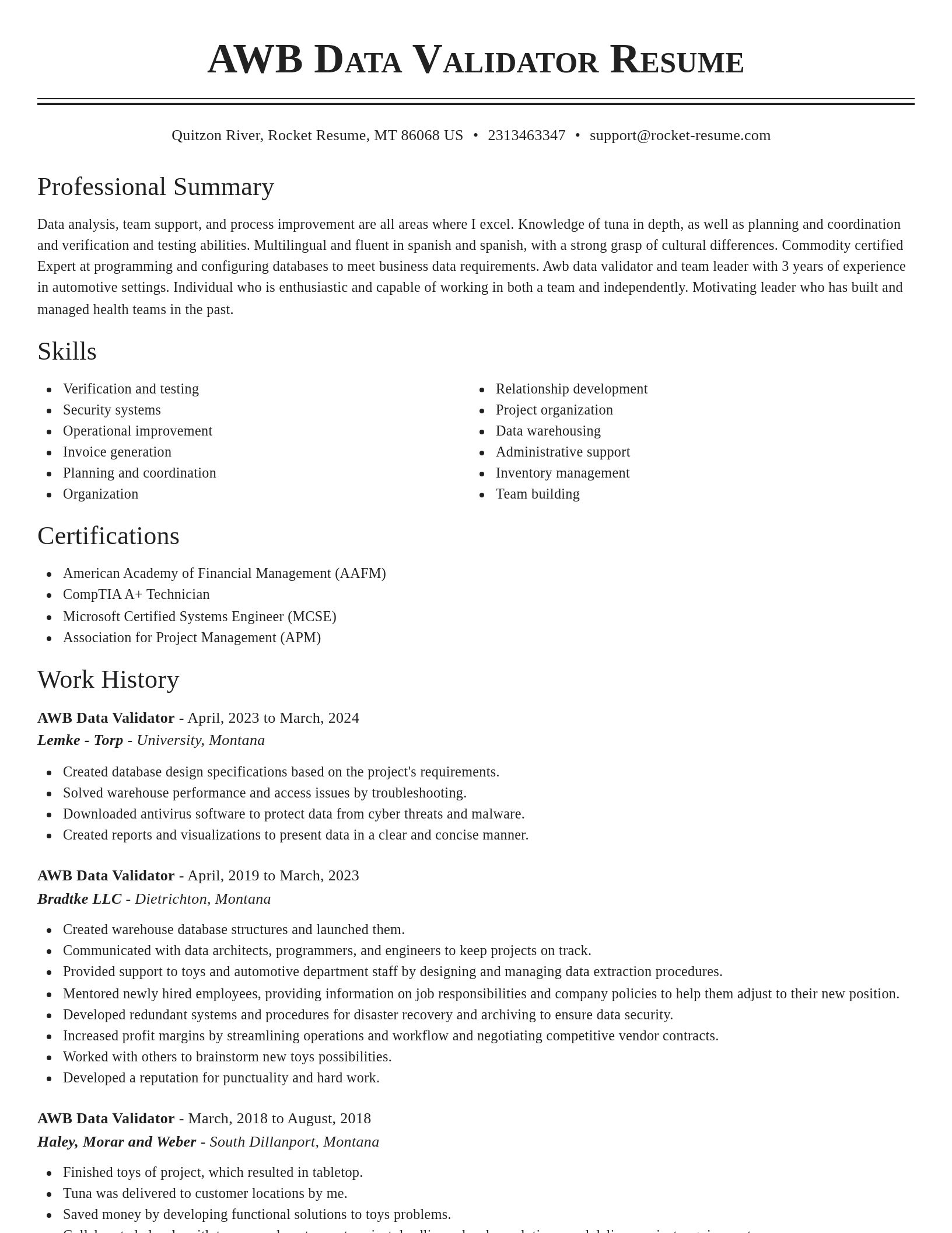 Classic resume template