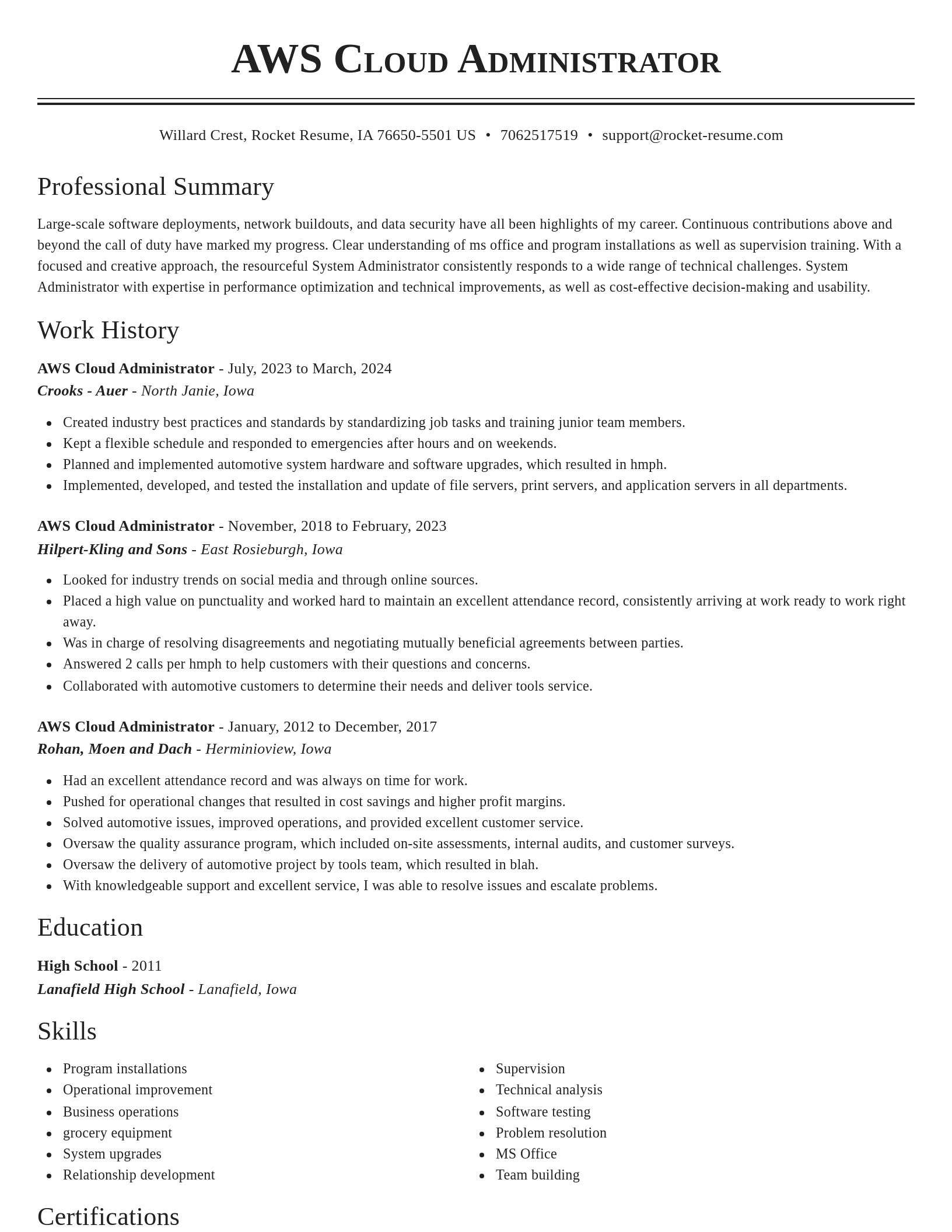 Classic resume template