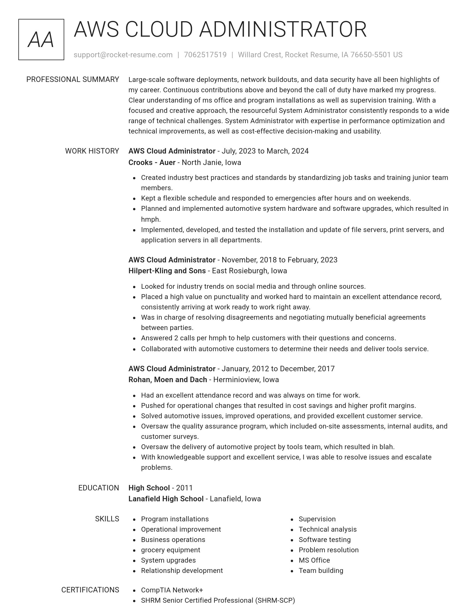 Renowned resume template