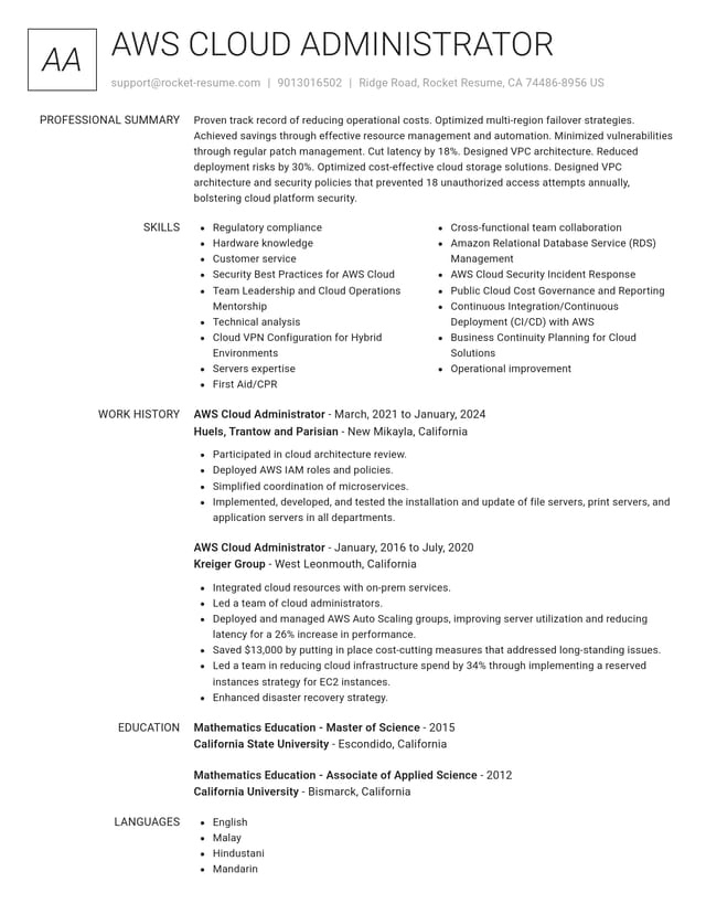 Renowned resume template