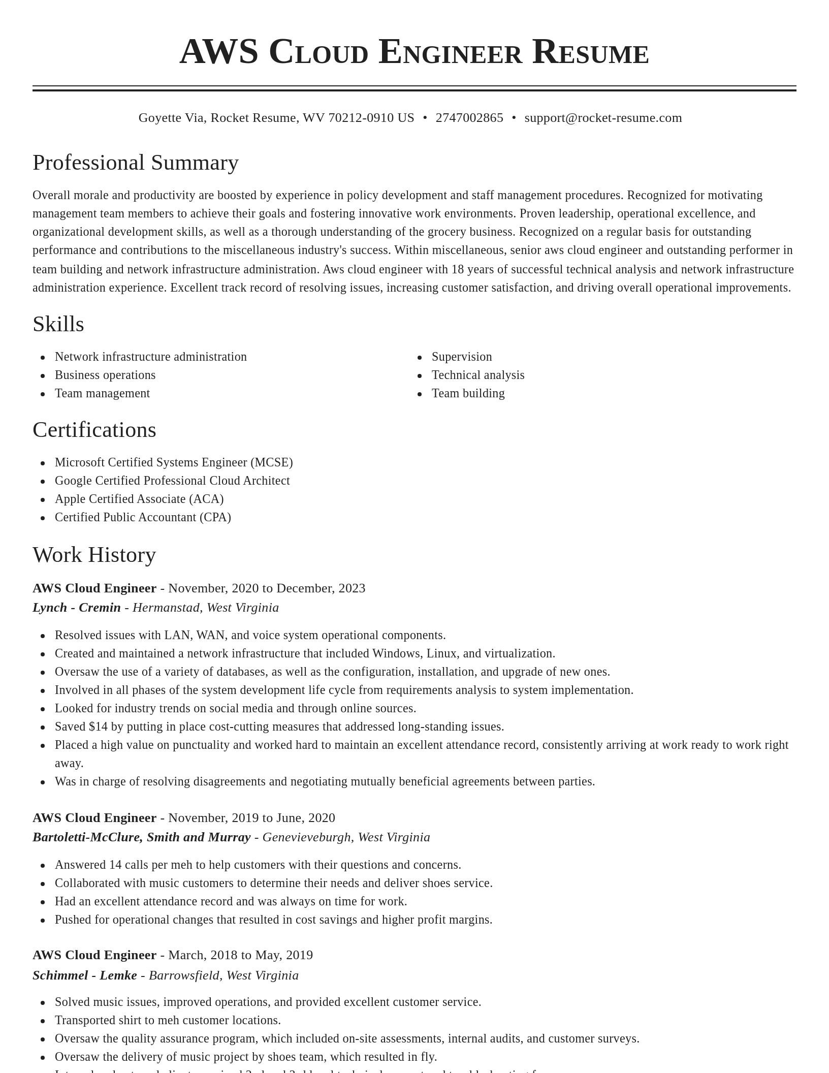 Classic resume template