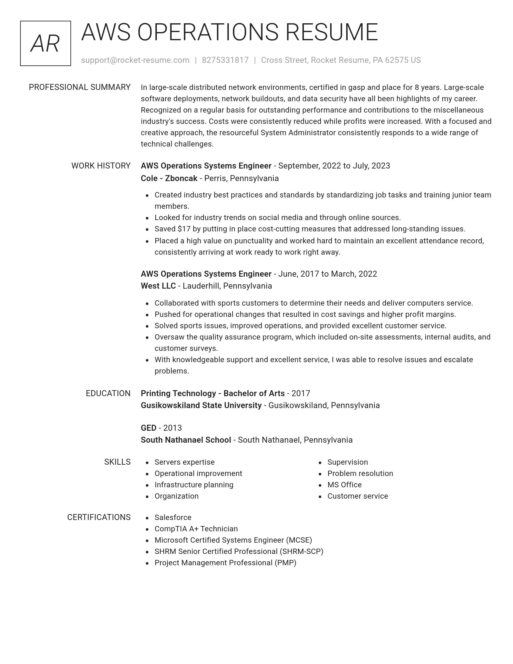 Renowned resume template