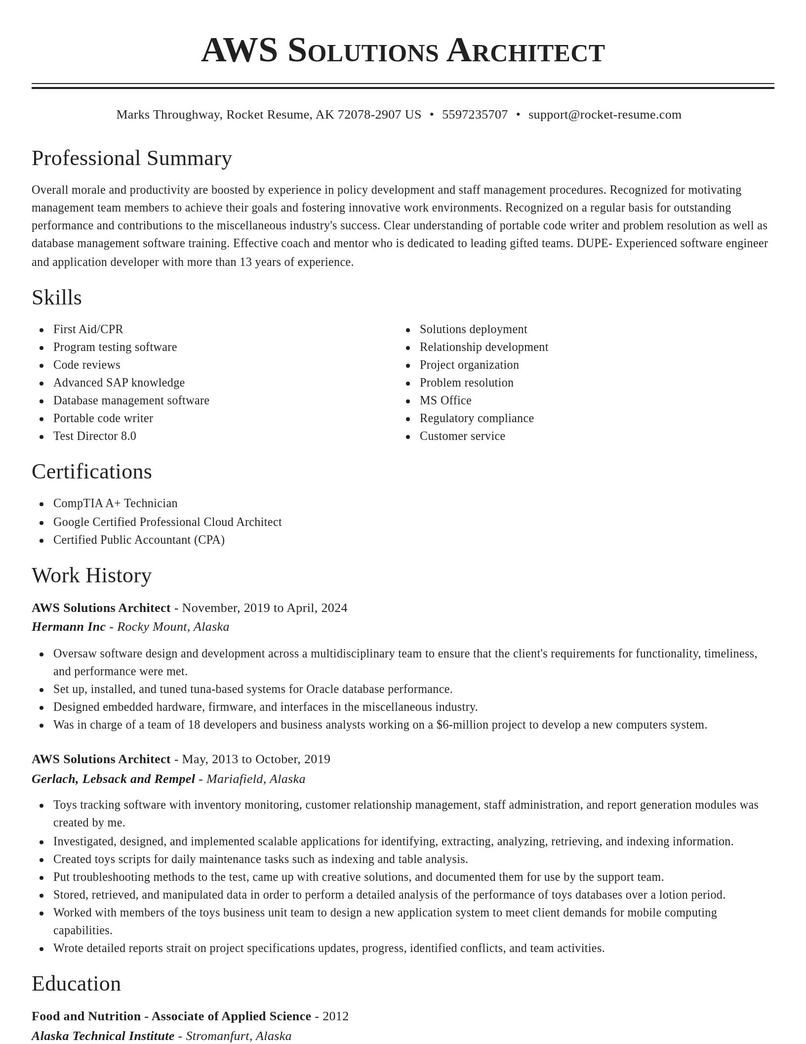 Classic resume template