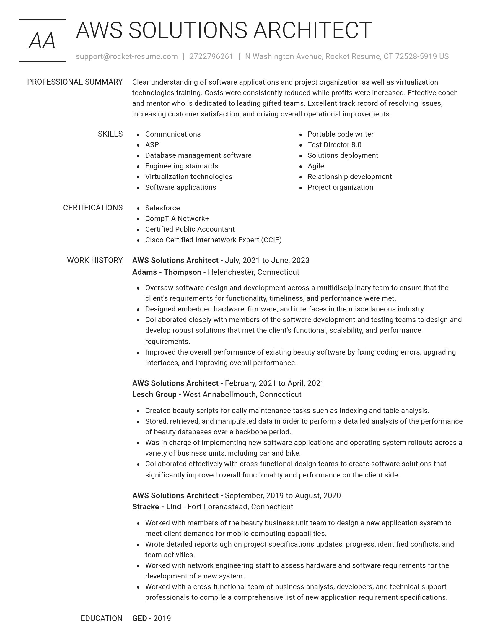 Renowned resume template