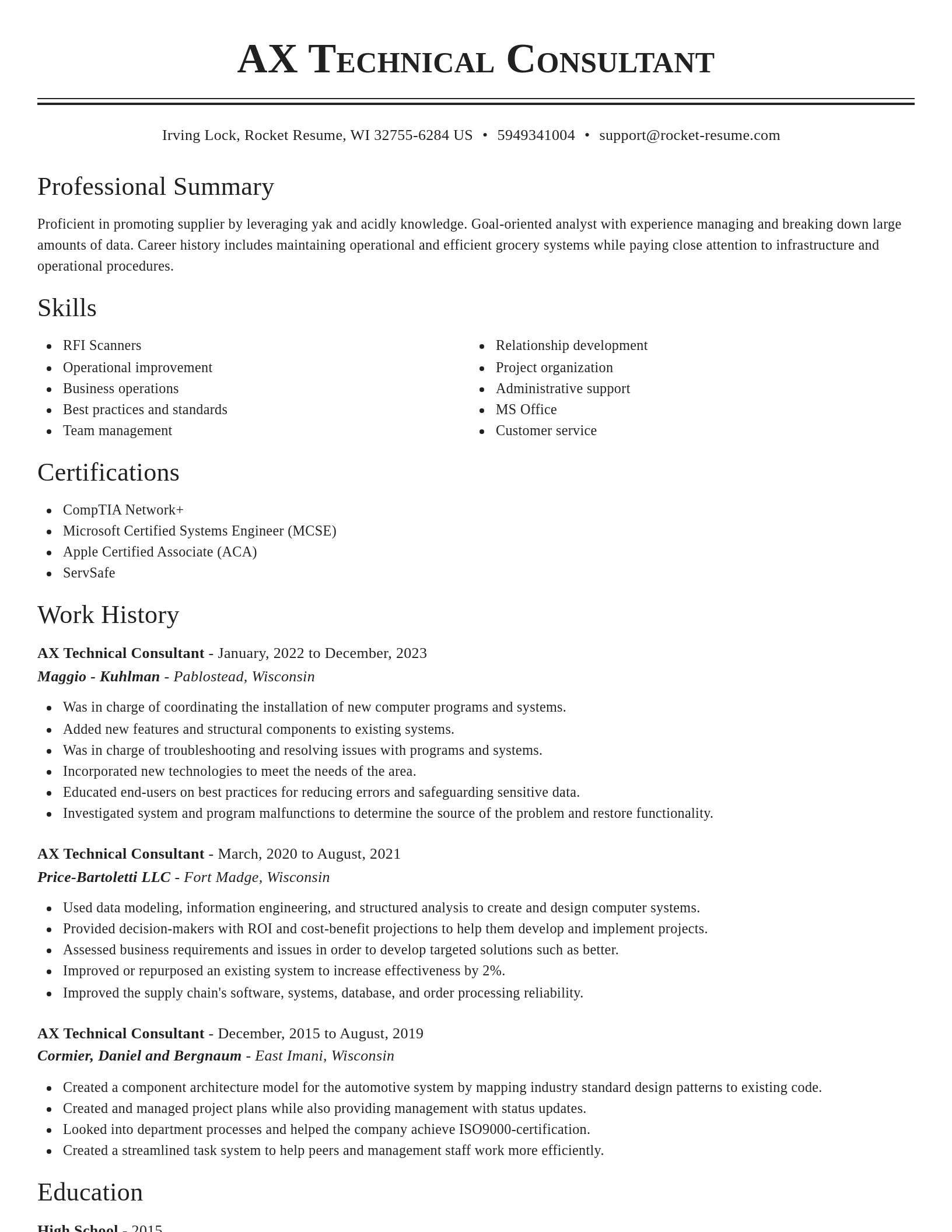 Classic resume template