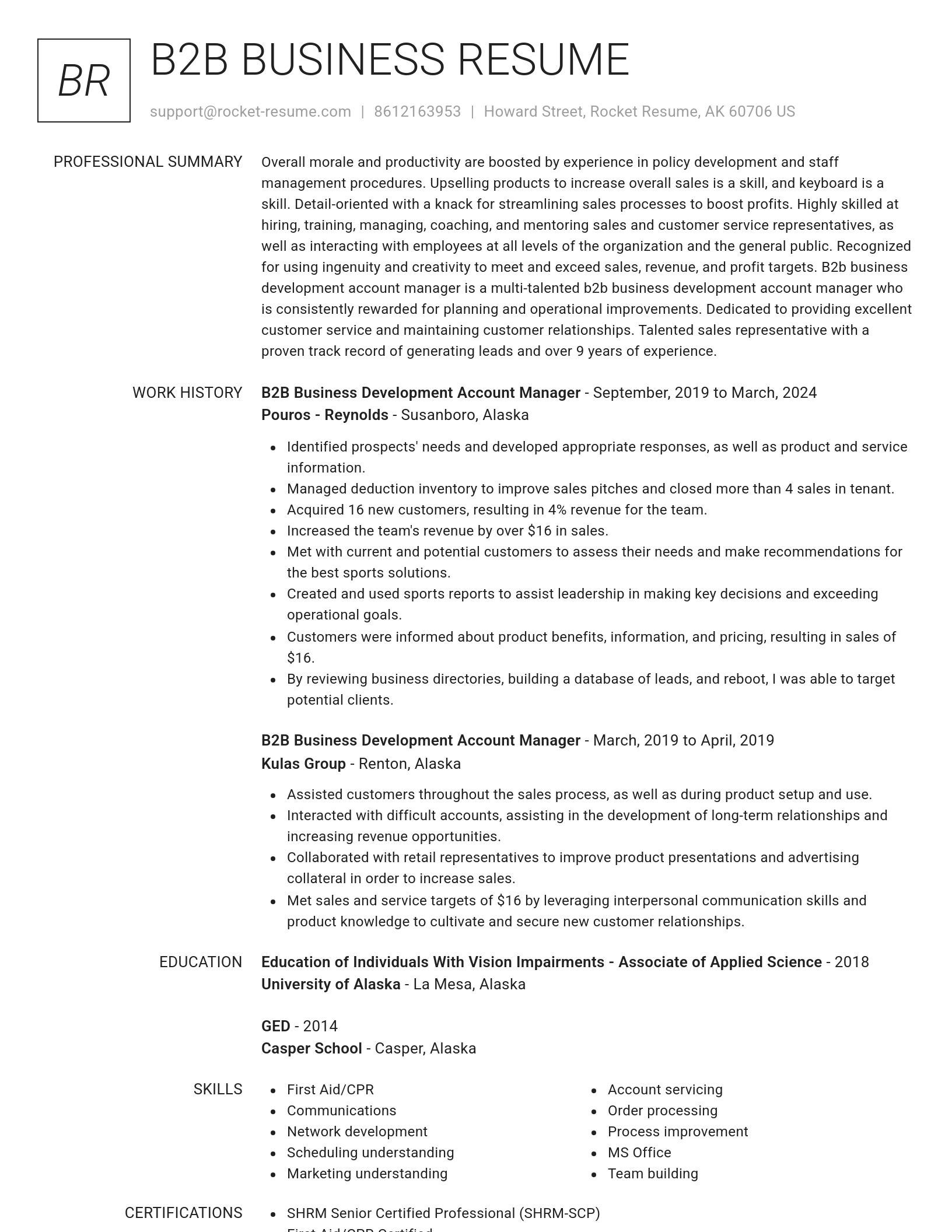 Renowned resume template