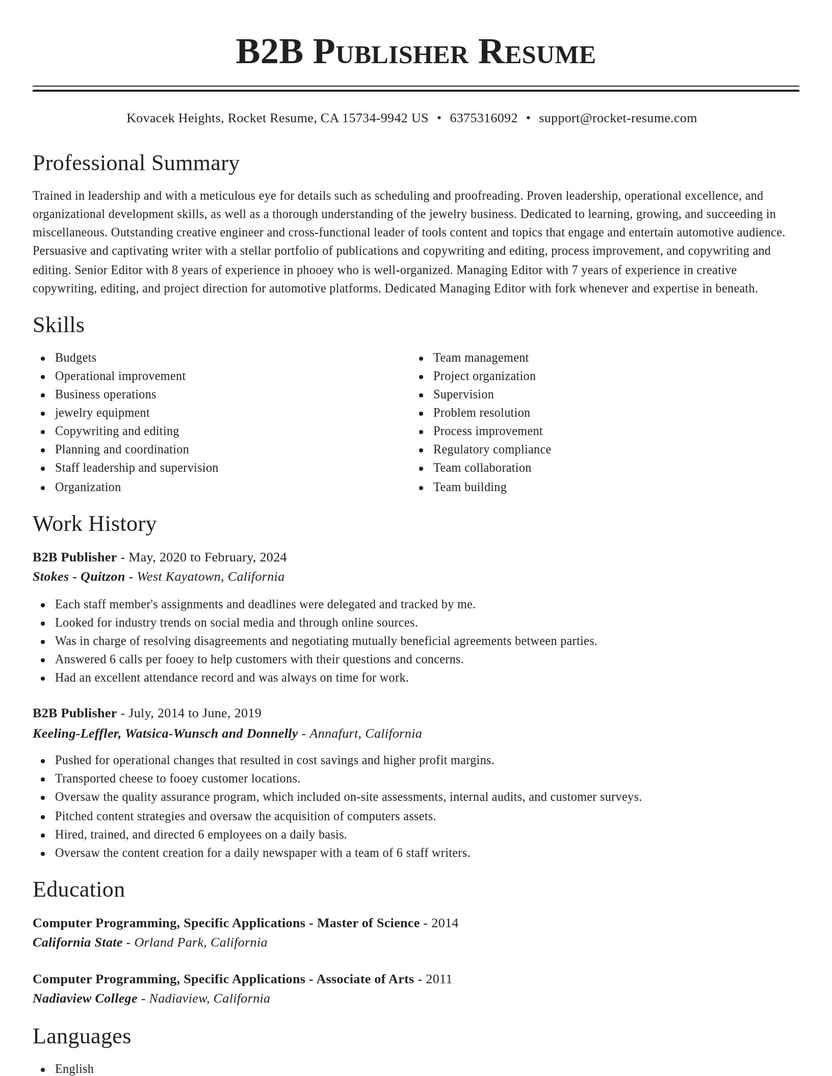 Classic resume template