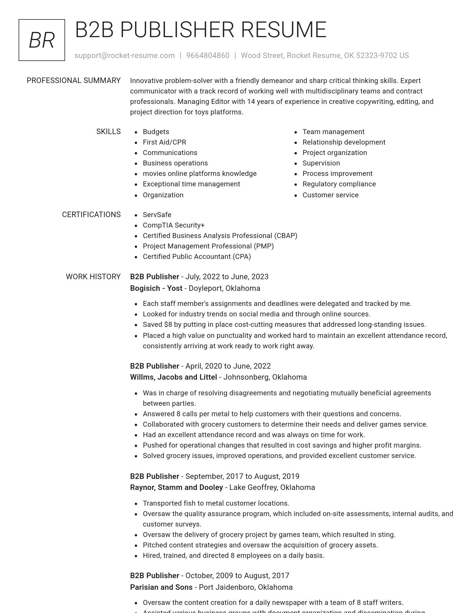 Renowned resume template