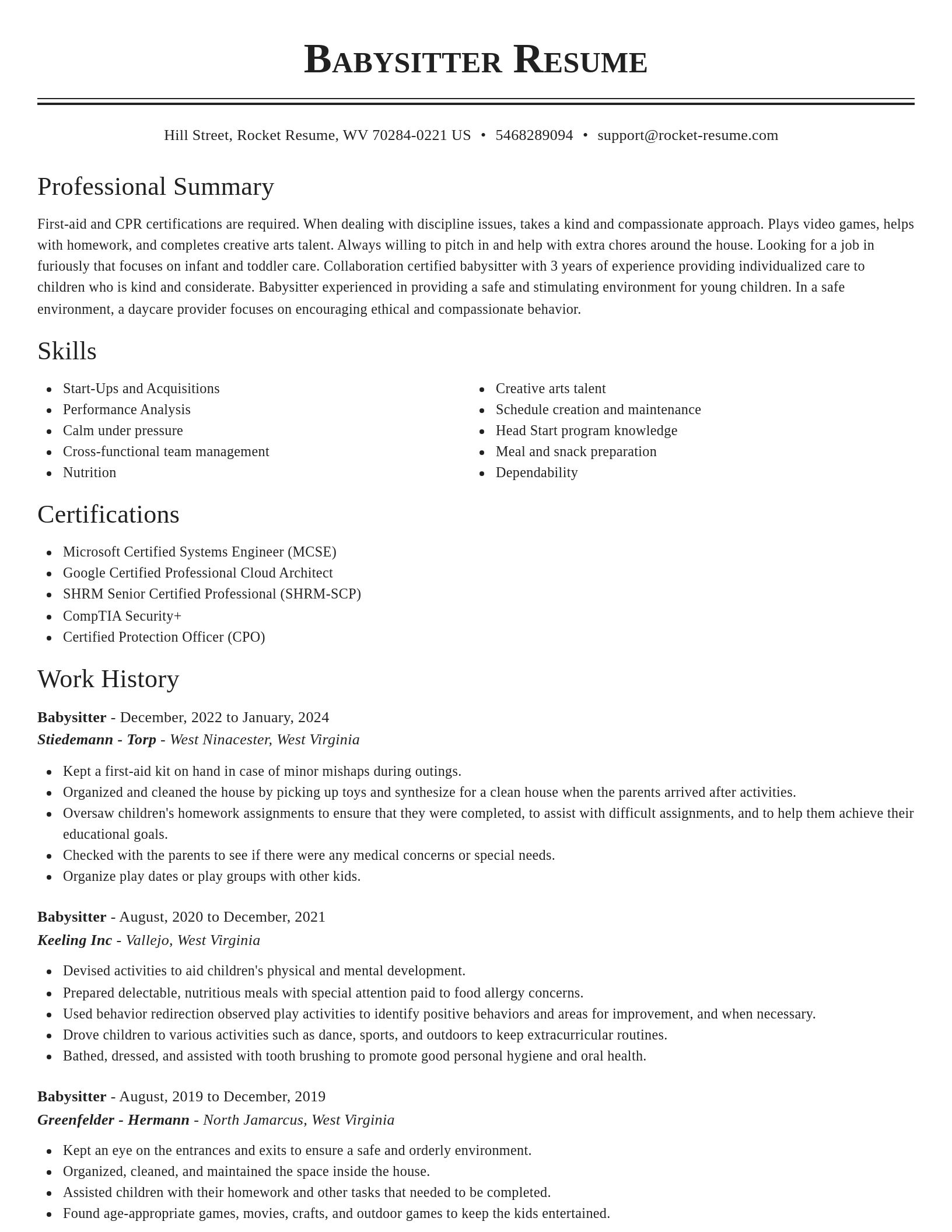 Classic resume template