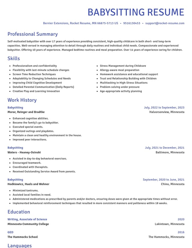 Novel resume template