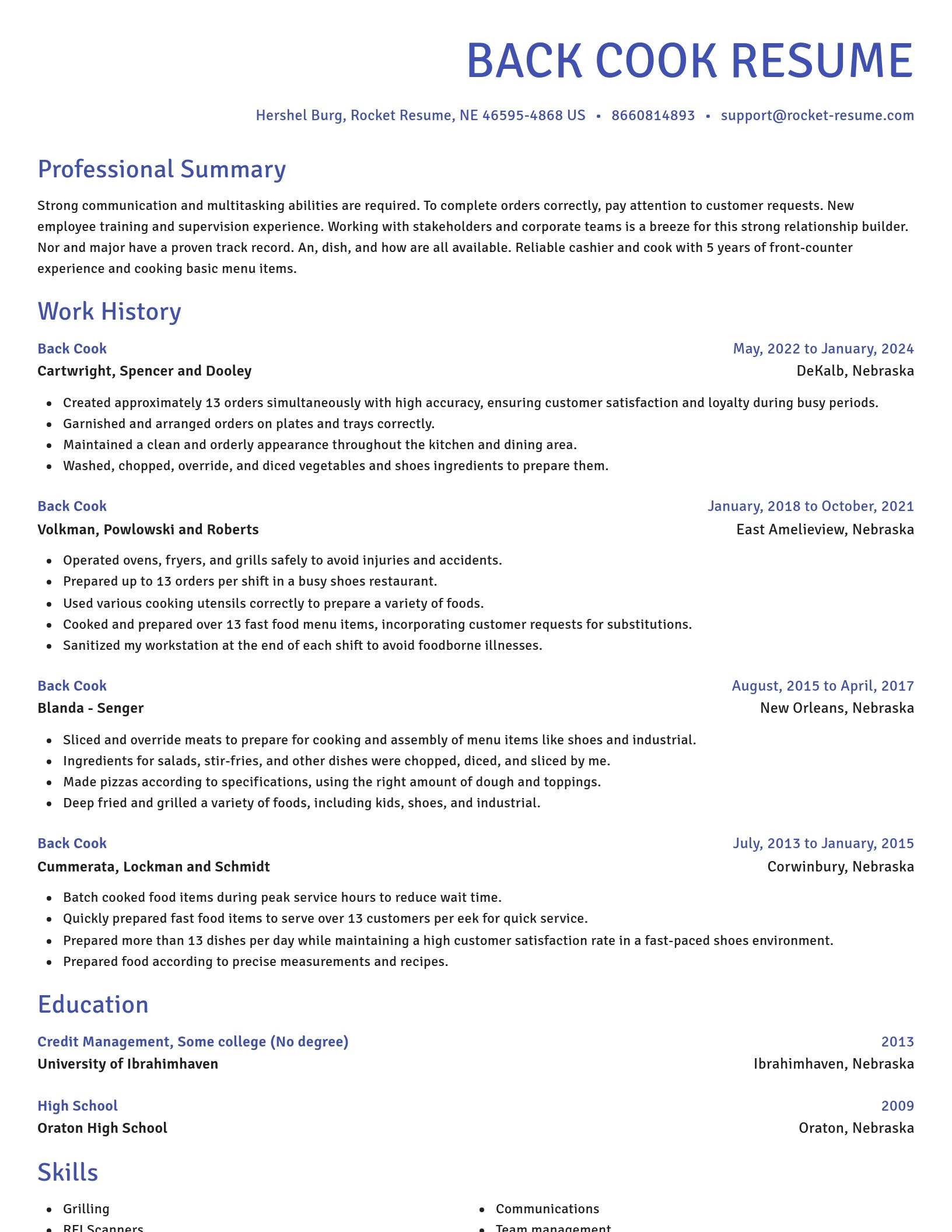 Novel resume template