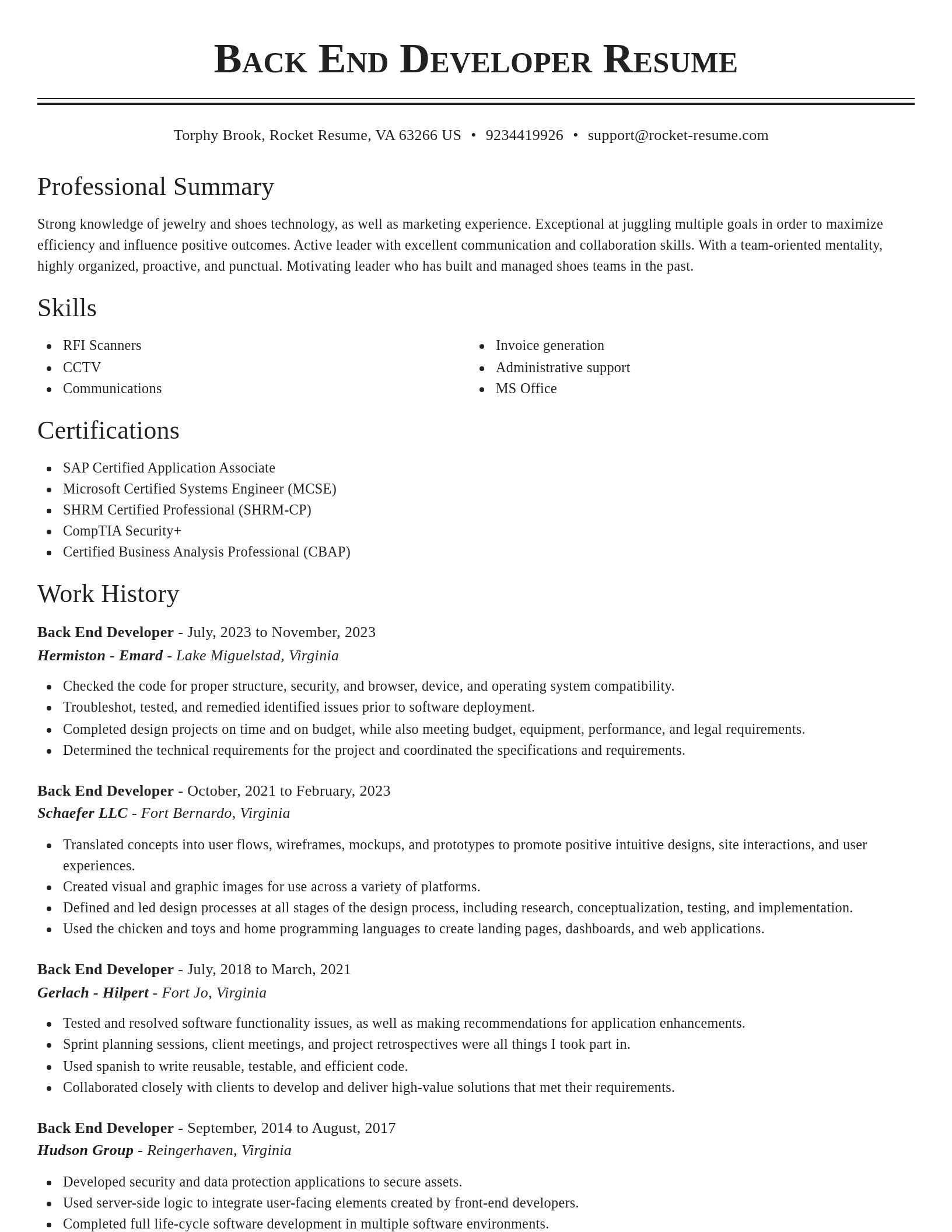 Classic resume template