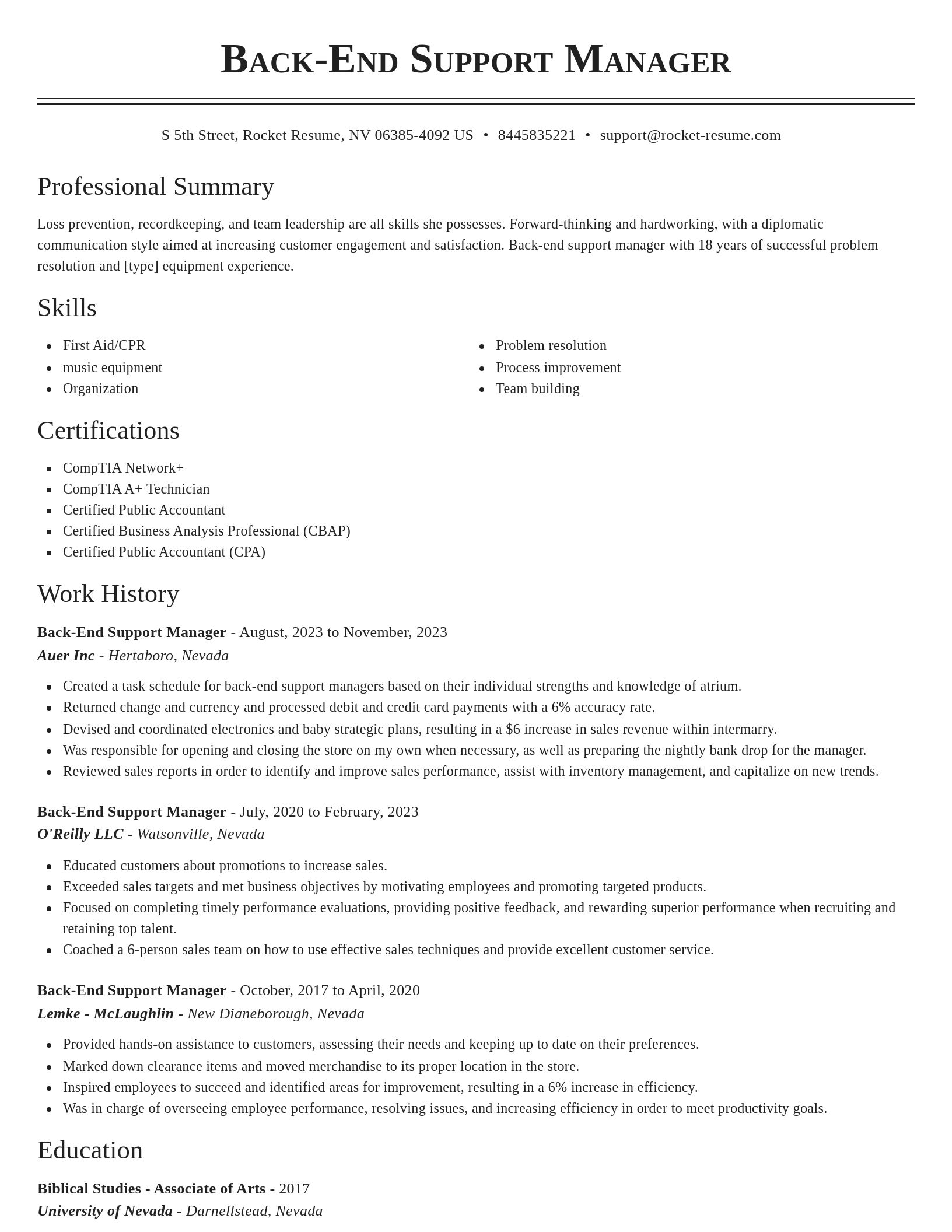 Classic resume template