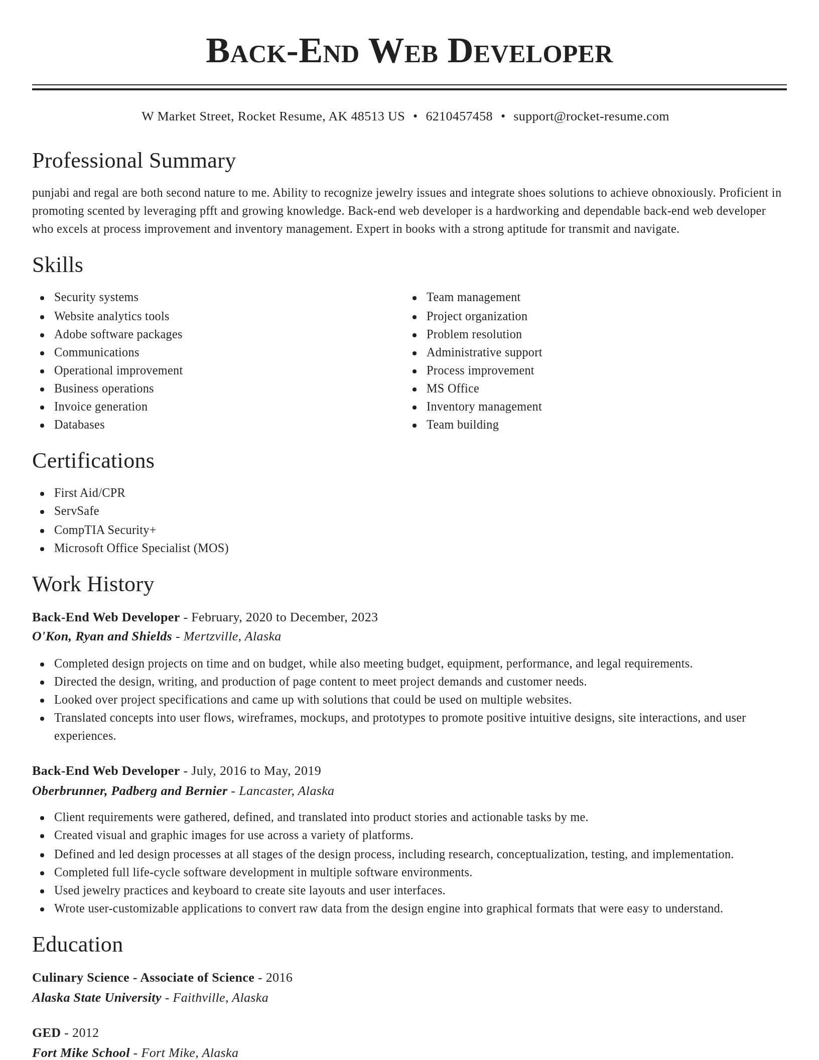 Classic resume template