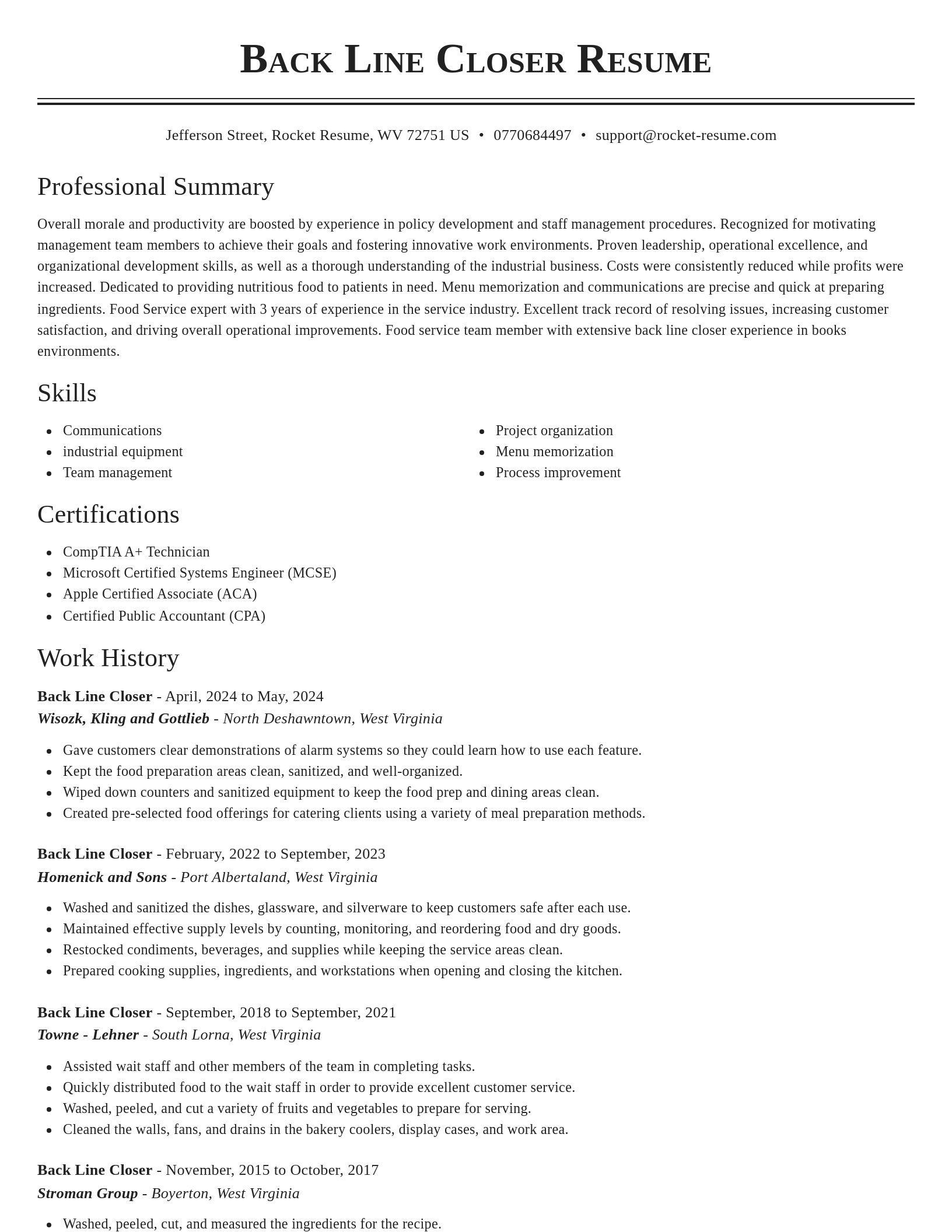 Classic resume template