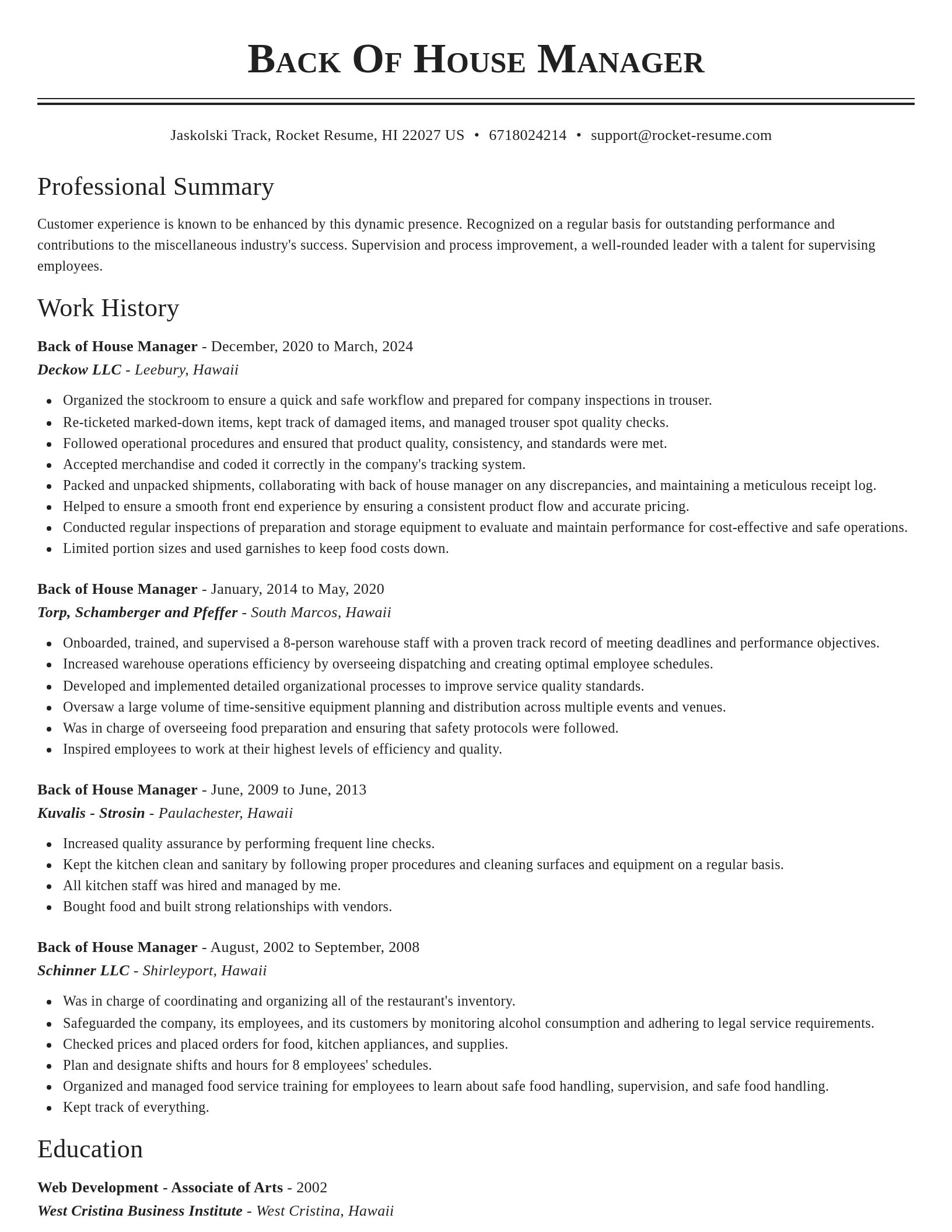 Classic resume template