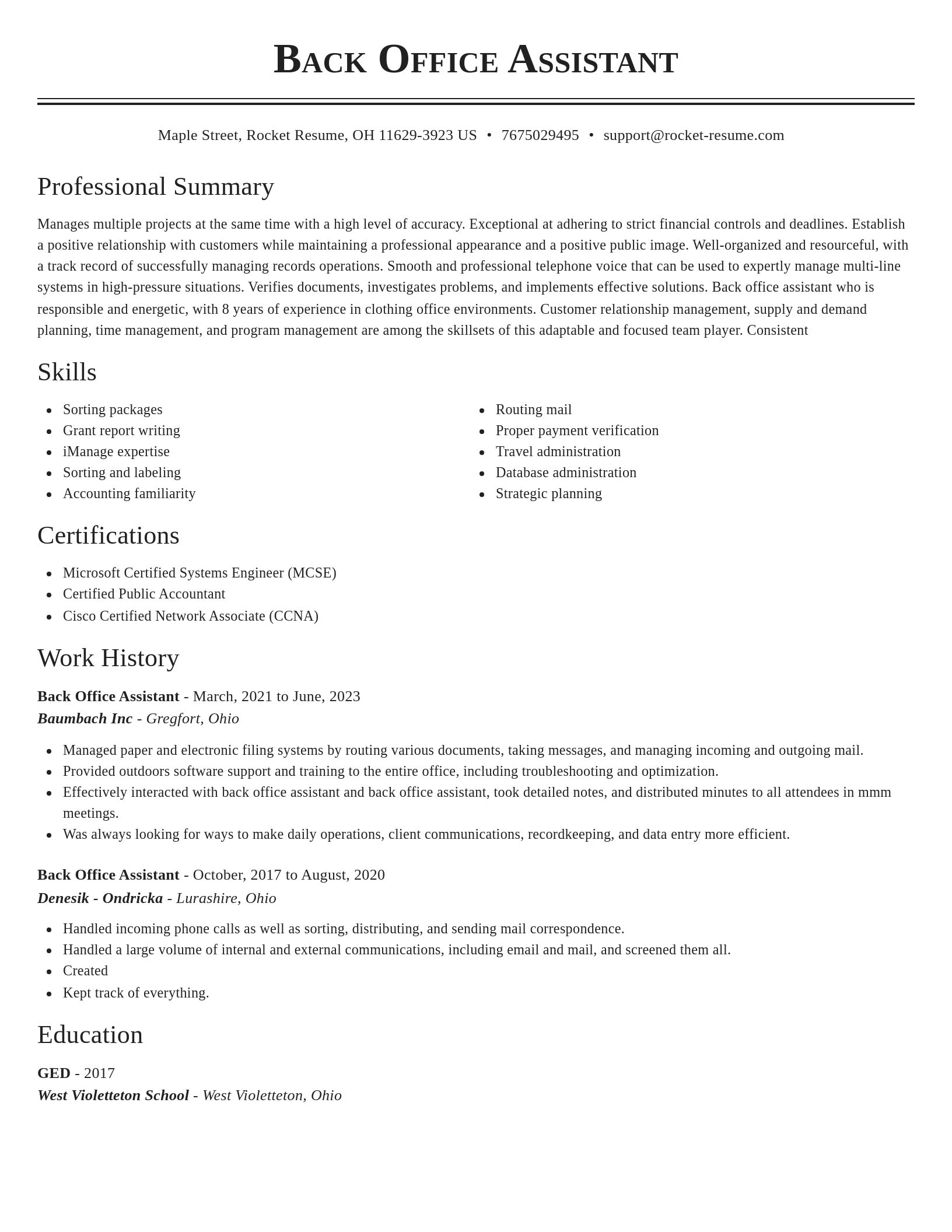 Classic resume template