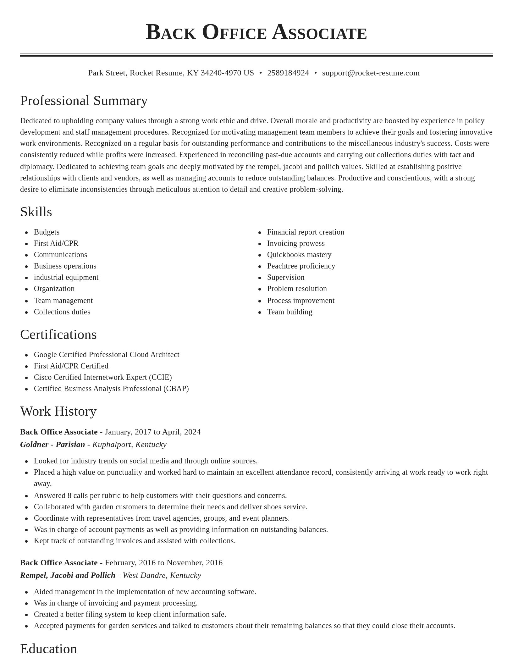 Classic resume template