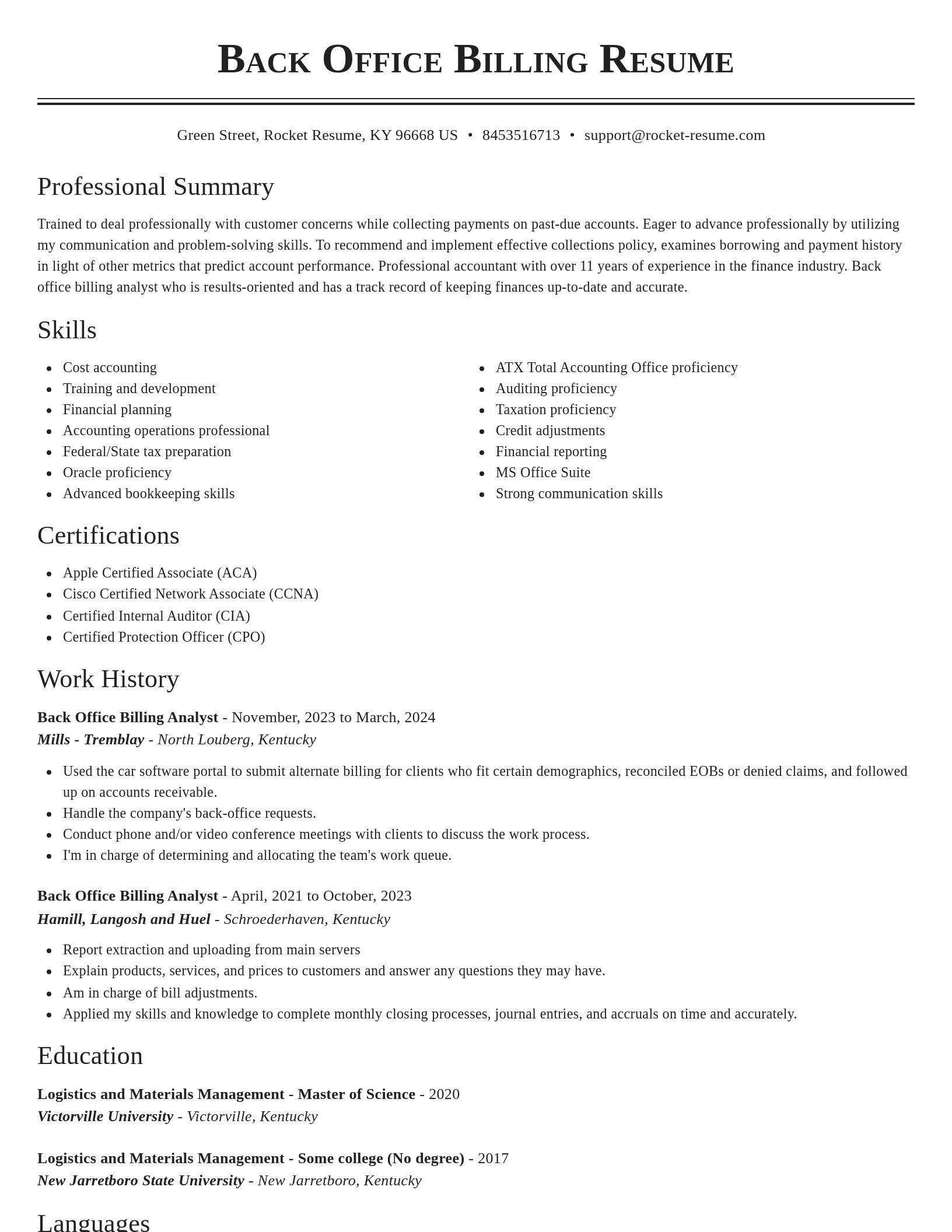 Classic resume template